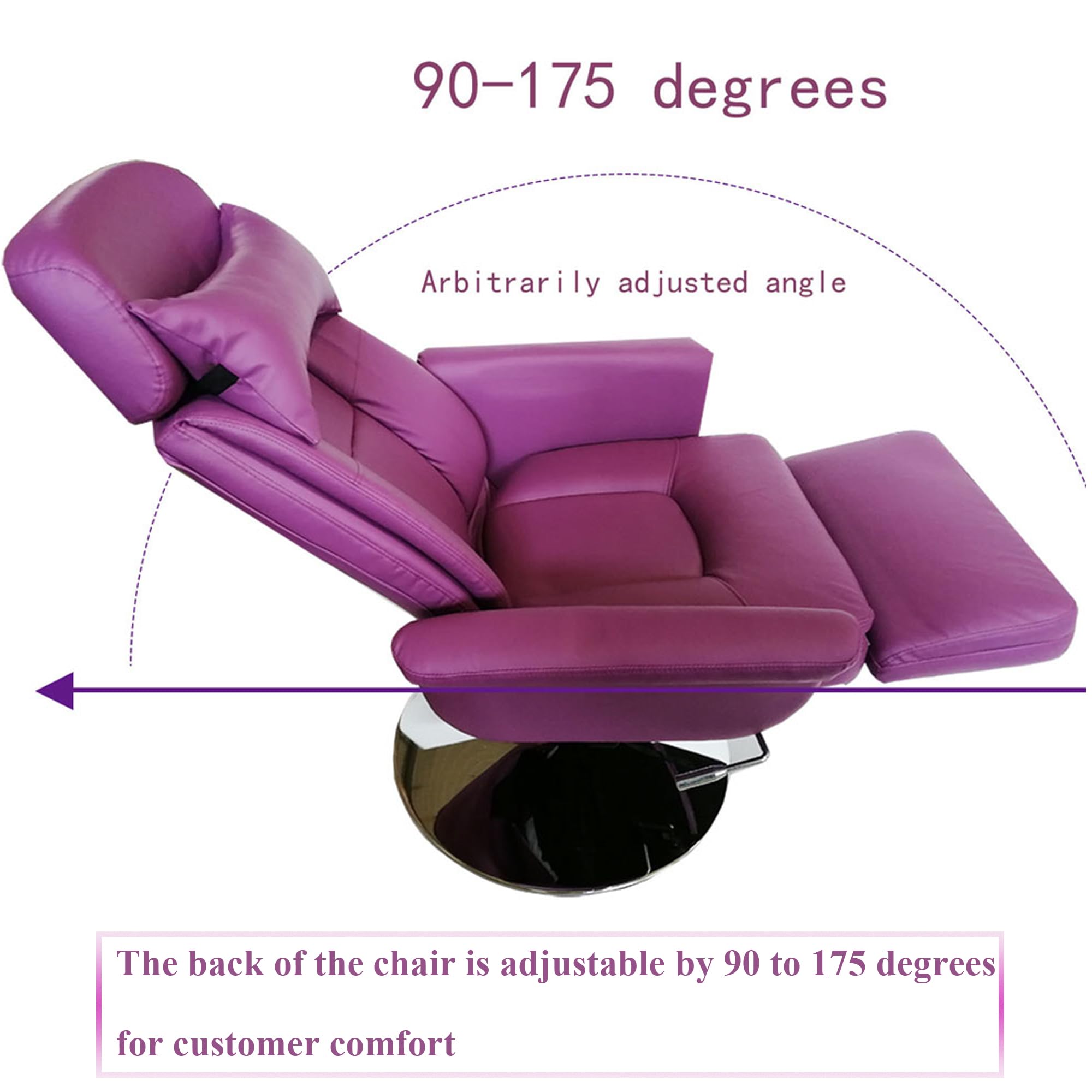 Professional Adjustable Beauty Facial Bed Chair with Air Pressure Lifting System, 90-175° Recline, Purple Spa Salon Table for Estheticians - Perfect for Facial Treatments, Massage Therapy & Skin Care Services in Beauty Salons and Spas