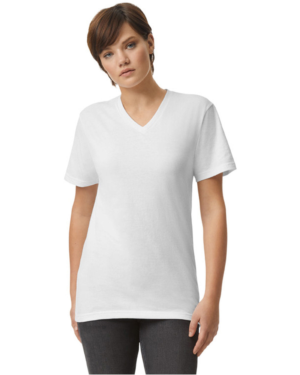 American Apparel 2006CVC Unisex V-Neck T-Shirt - Soft Cotton Blend Tee for Men & Women - Perfect for Casual Wear, Gym, and Everyday Outfits