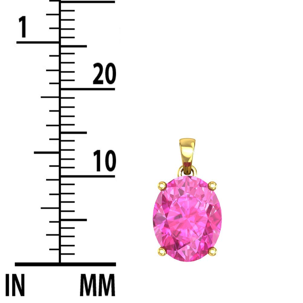14K Yellow Gold & White Gold Pendant Necklace for Women with 7mm Oval Birthstone Gemstone - 18