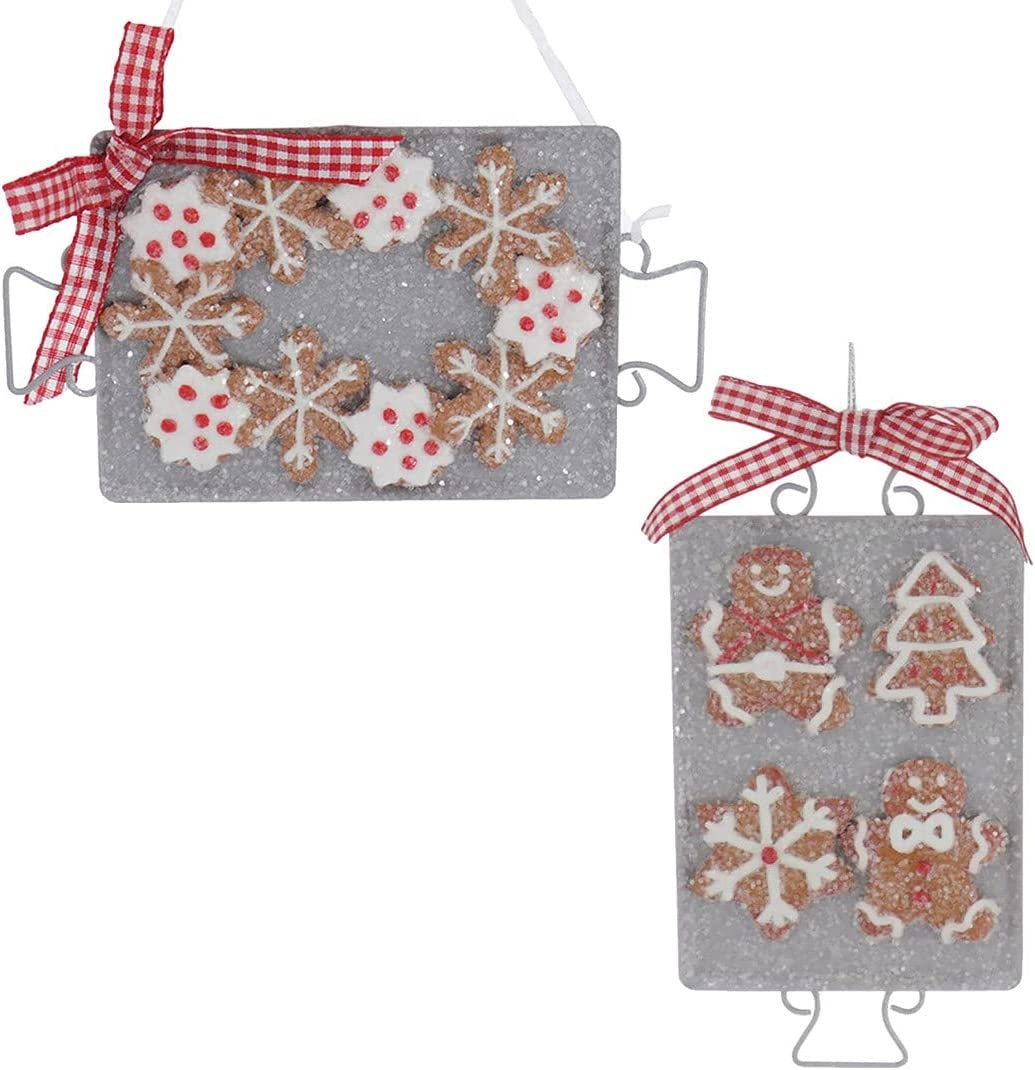 6 Gingerbread Cookies on a Metal Tray Ornament - Christmas Tree Decoration, Holiday Home Decor, Festive Gift Idea