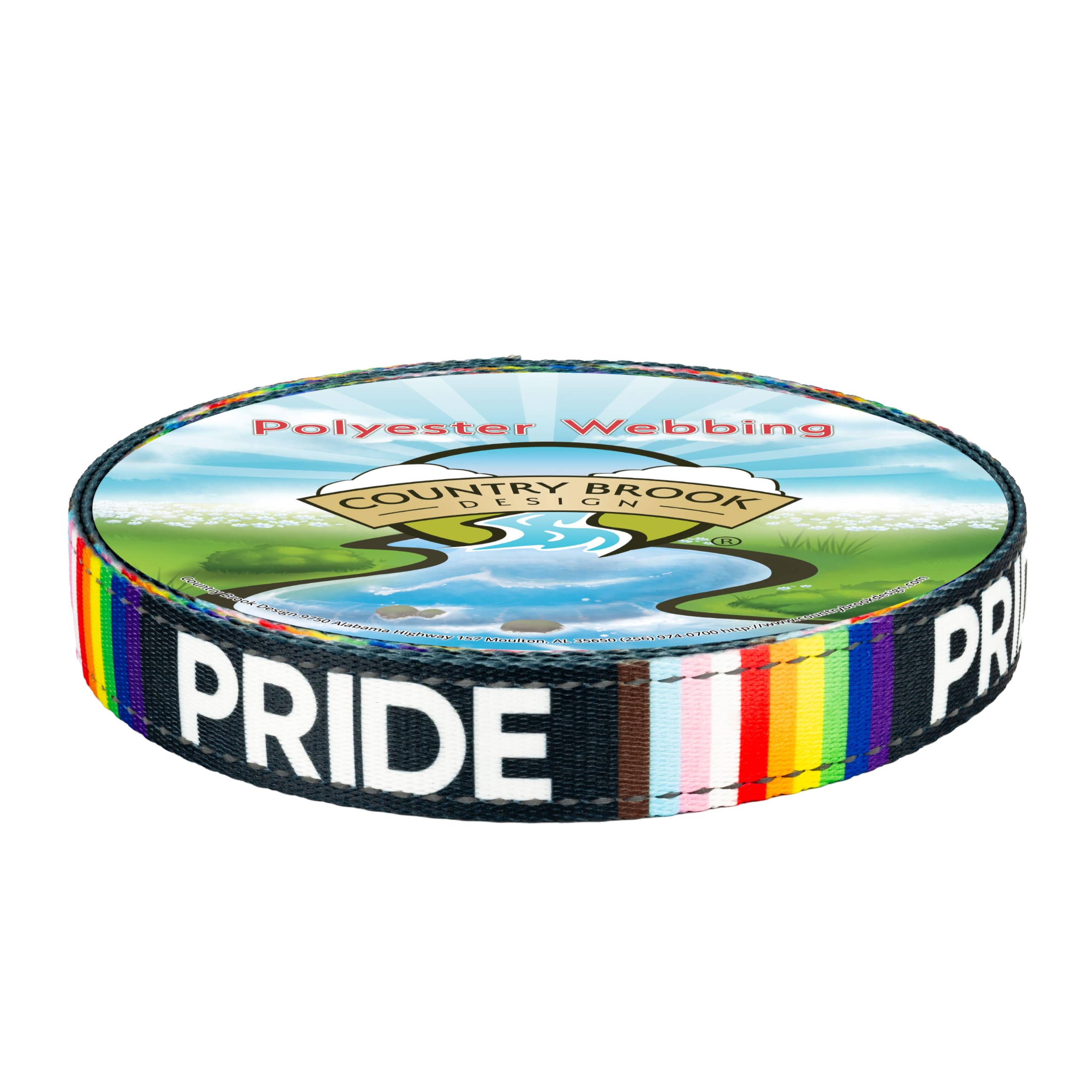 Country Brook Design - Pride Reflective Polyester Webbing for Dog Collars, Leashes & Safety Gear | Rainbow Pride Flag Pattern | High Visibility Nighttime Safety Accessories for Pets, Runners & Cyclists