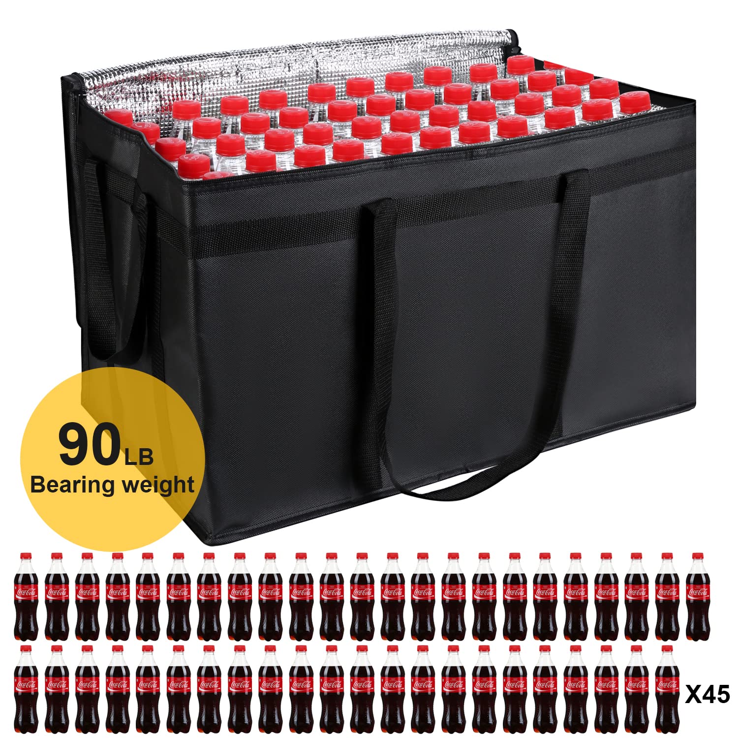 Musbus Extra Large 2 Pack Insulated Food Delivery Bags - Keep Meals Warm or Cold, Perfect for DoorDash, Catering, Grocery Shopping, and Outdoor Picnics