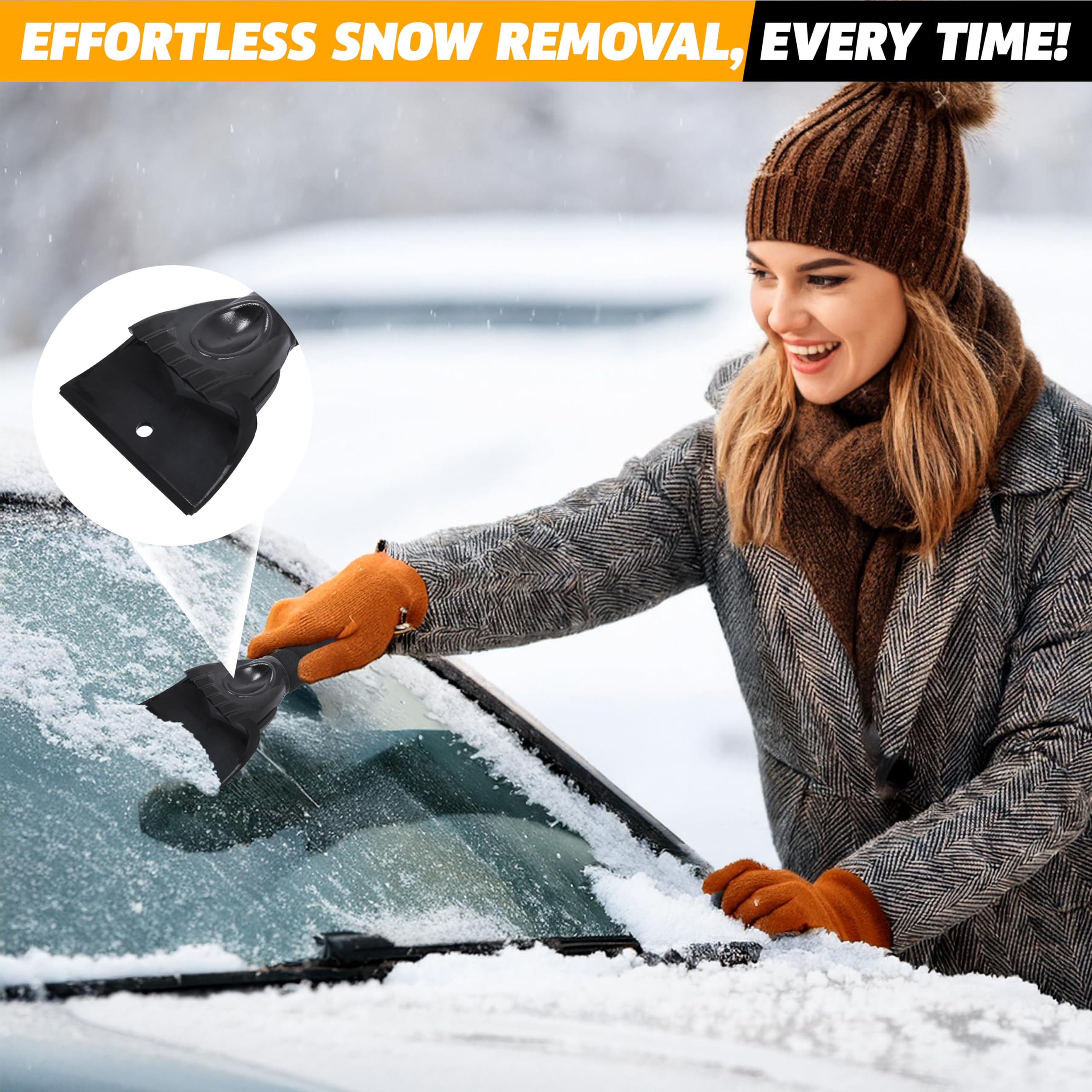 EcoNour Car Windshield Ice Scraper (1 Pack) - Heavy Duty Snow and Frost Remover for Winter - Essential Car Snow Accessories for Safe Winter Driving & Parking