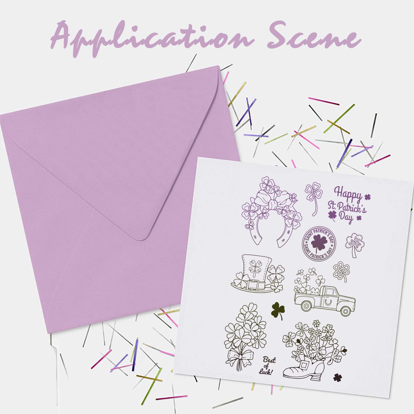 GLOBLELAND Lucky Clover Silicone Clear Stamps for DIY Scrapbooking - St. Patrick's Day, Birthday & Valentine's Day Card Making, Photo Album Decoration, Paper Crafts - Perfect for Handmade Greeting Cards and Craft Projects