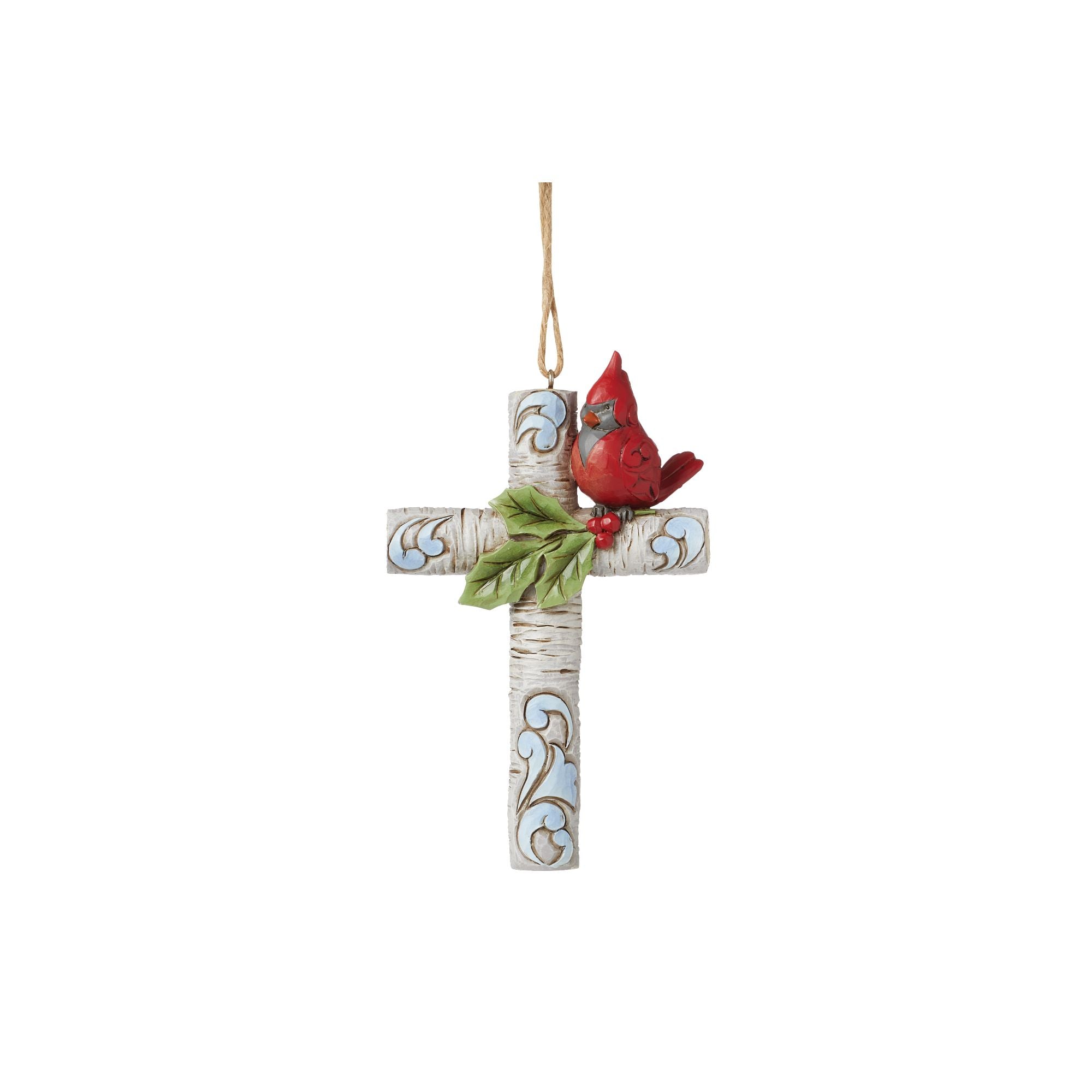 Cardinal with Cross Ornament - Beautiful Christmas Tree Decorations for Holiday Home Decor & Church Celebrations