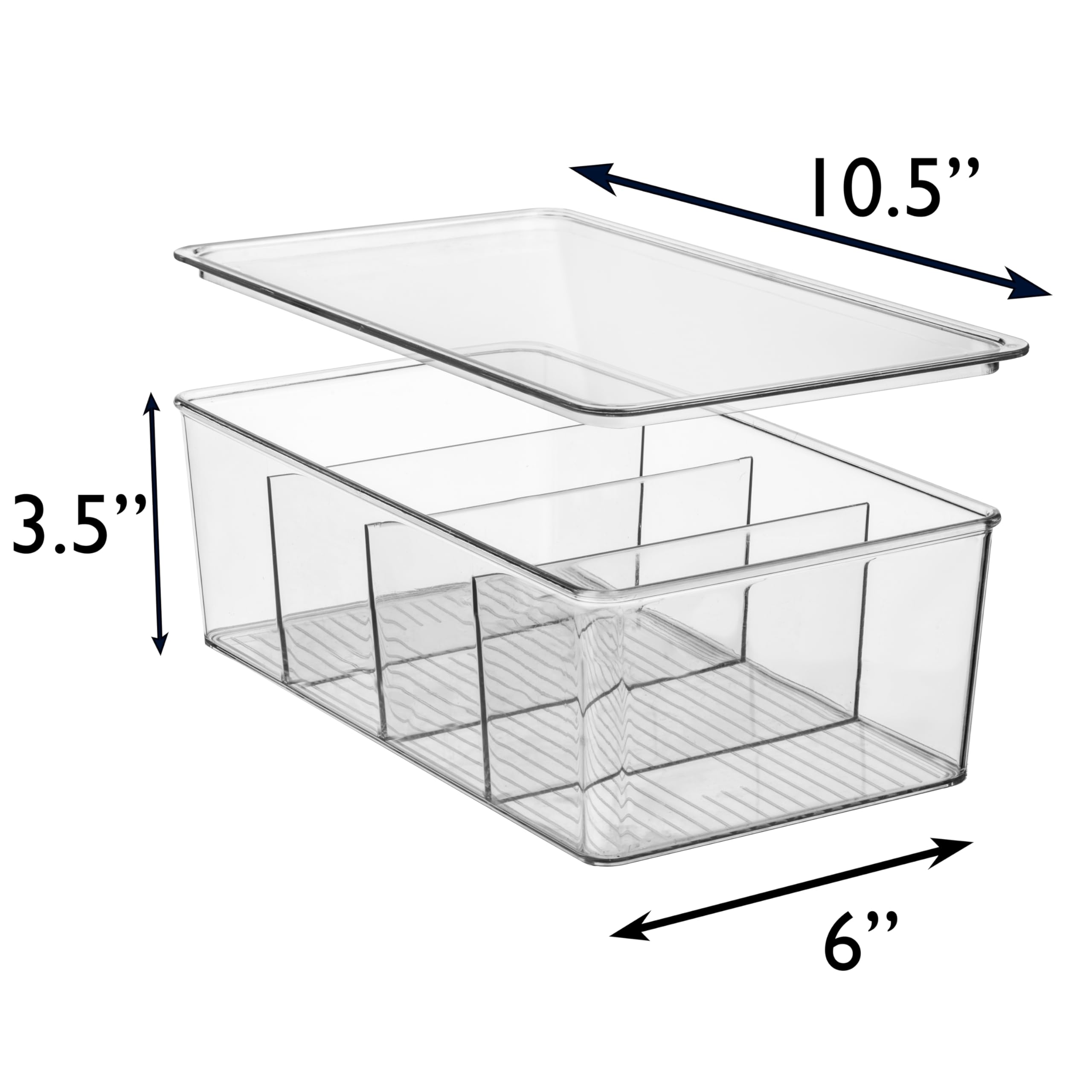 ClearSpace Plastic Pantry Organization Bins with Dividers & Lids – Kitchen Storage Containers for Fridge, Cabinet & Countertop – Refrigerator Organizers, Food Storage Bins (2-Pack) – Perfect for Meal Prep, Snack Storage & Home Organization