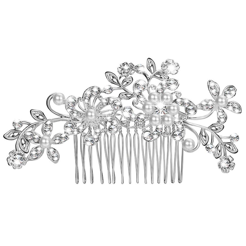 Pearl Flower Hair Comb Clip for Brides & Women - Wedding & Party Accessories
