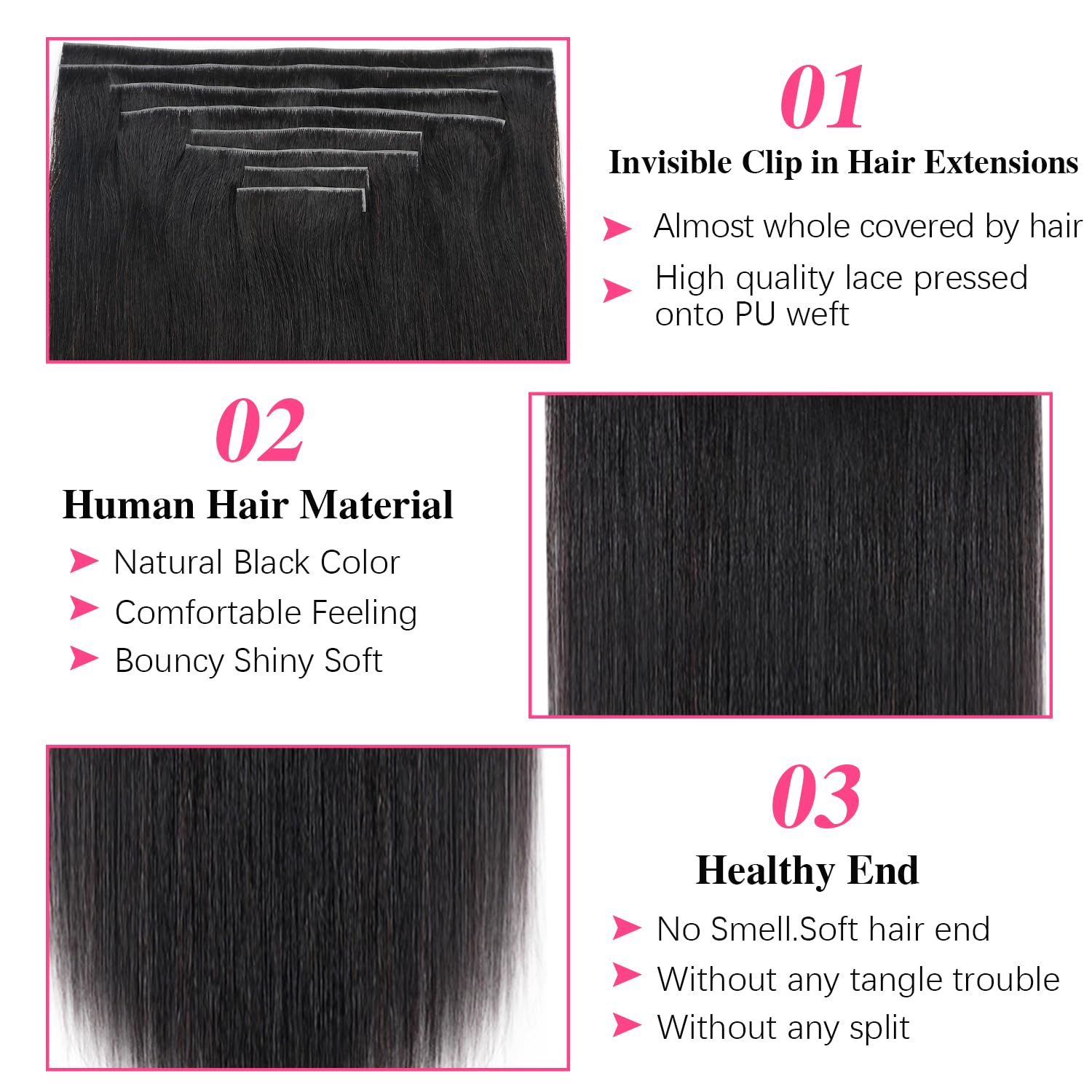 Brazilian Human Hair Clip-In Extensions 24 Inch - 8pcs 120g Set with 18 Invisible Clips for Women | Natural Color, Seamless Blend for Volume & Length | Perfect for Weddings, Parties & Daily Styling