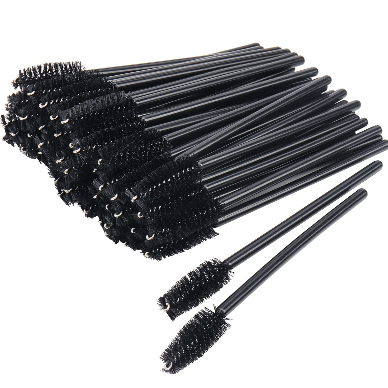 100 Pack Disposable Mascara Wands - Black Handle Eyelash Brushes for Professional Makeup Application, Lash Extensions & DIY Beauty (100pcs) - Perfect for Salons, Home Use & Travel Makeup Kits