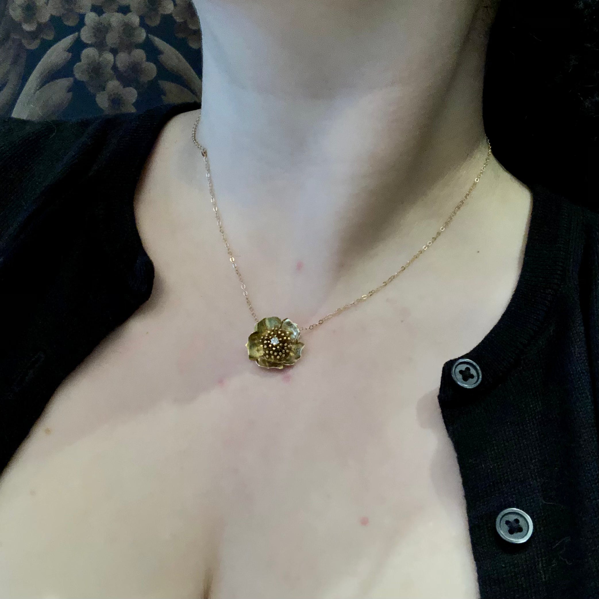 Antique Victorian 14k & 18k Gold Floral Pendant Necklace - Rare Vintage Jewelry for Women, Gift for Her, Bridal Accessories, Special Occasion Wear