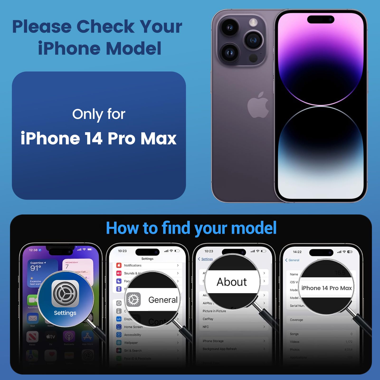 Temdan iPhone 14 Pro Max Sleeve Case - Magsafe Compatible, Anti-Yellowing, Military-Grade Shockproof Protection | Slim Clear Blue Phone Cover for iPhone 14 Pro Max | Perfect for Daily Use, Travel & Outdoor Activities