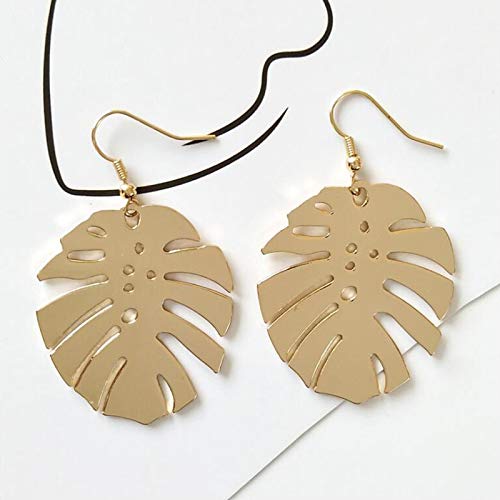 Gold & Silver Monstera Leaf Dangle Earrings - Nature-Inspired Palm Leaf Drop Earrings for Women | Perfect for Boho, Beach, and Summer Outfits