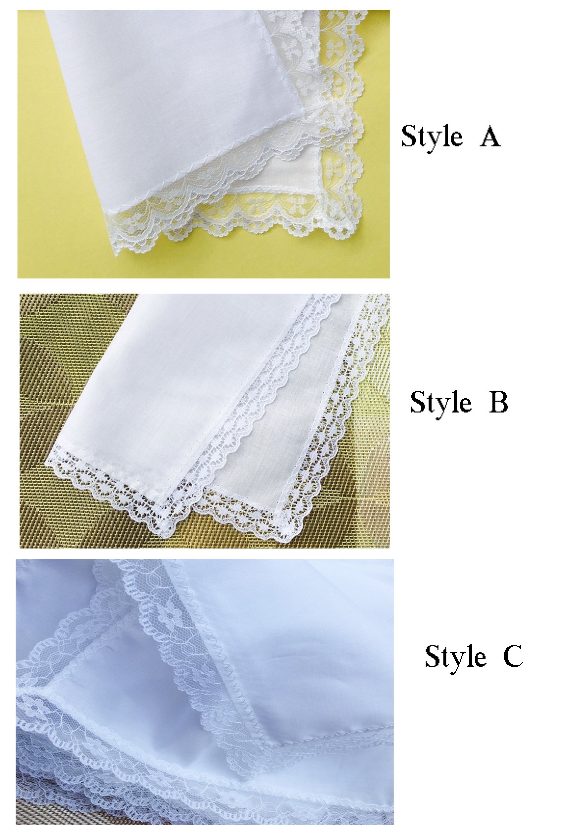 Bulk White Cotton Lace Handkerchiefs - 12 Pack Wedding Bridal Handkerchiefs for Ceremony, Reception & Gift Giving - Elegant Lace Trimmed Hankies for Special Occasions