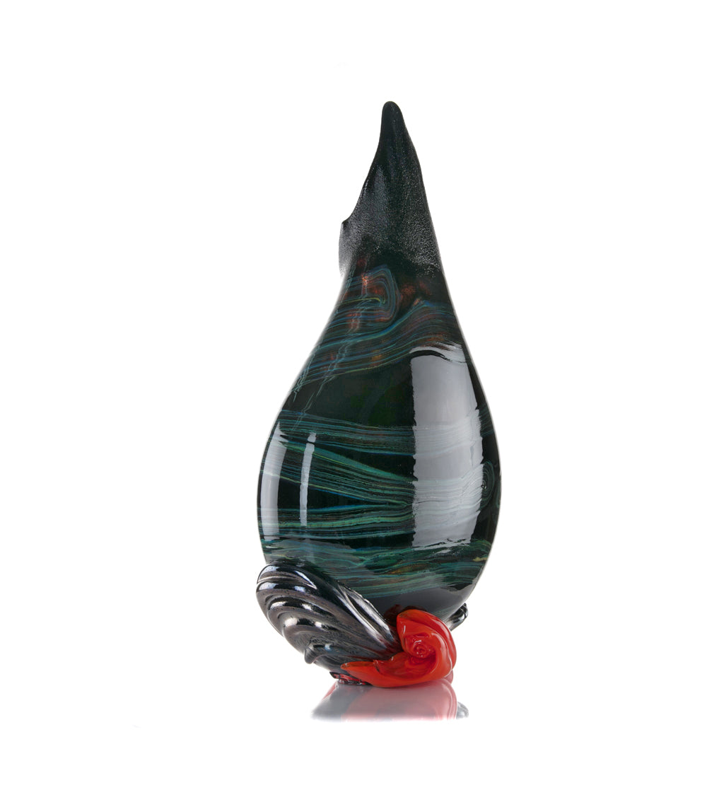 Daniel Moe Black Lava Trail 1 Glass Vessel - Modern Home Decor, Unique Centerpiece for Dining Table, Living Room, or Office