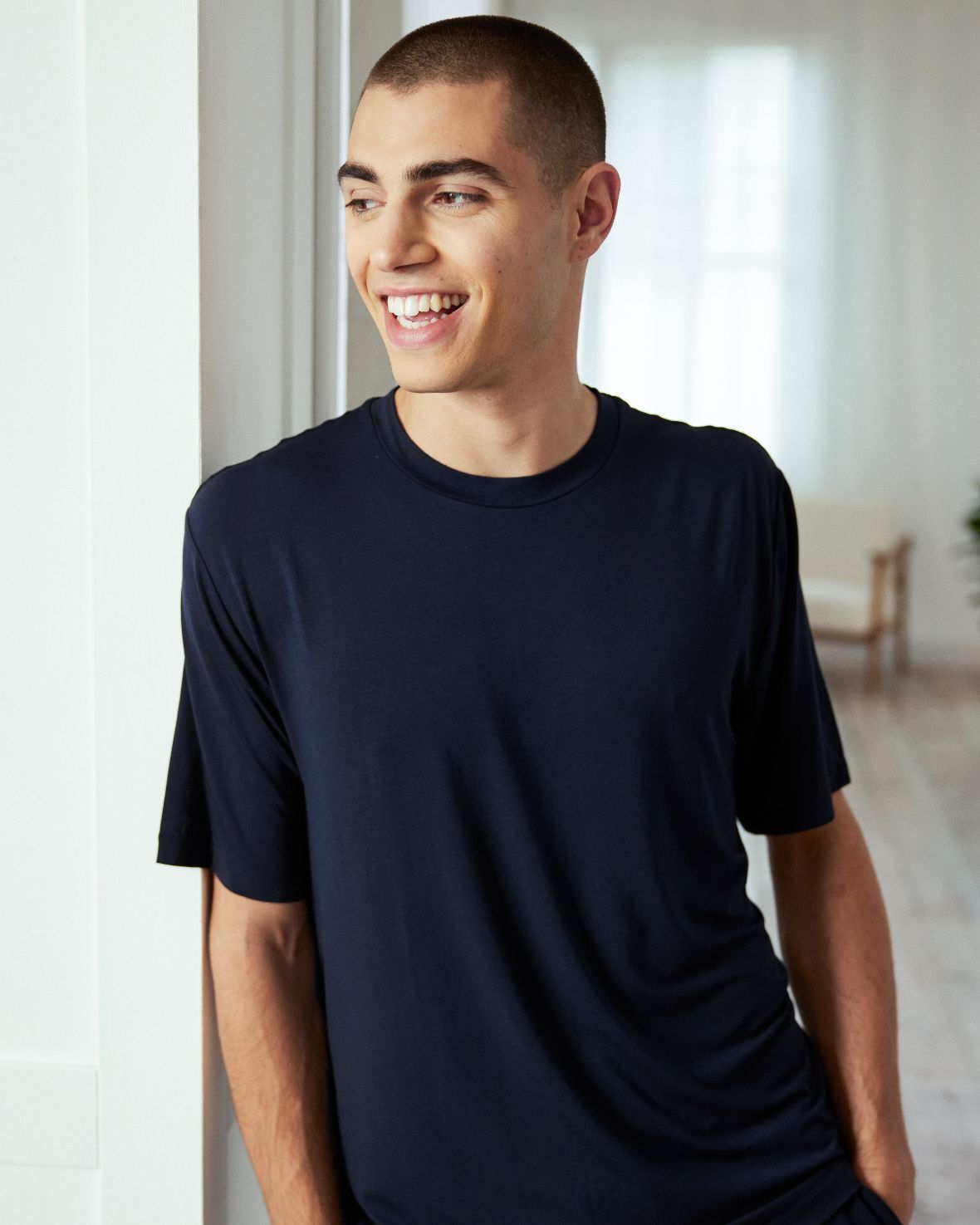 Premium TENCEL™ Modal Short Sleeve Crew Neck Pajama Set - Soft & Breathable Sleepwear for Women - Navy Blue - Perfect for Summer Nights & Lounge Wear