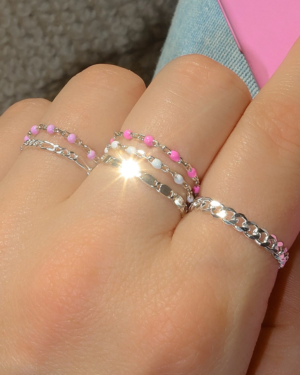Vintage Silver Chain Ring for Women - Elegant Adjustable Statement Jewelry for Everyday Wear, Parties & Special Occasions