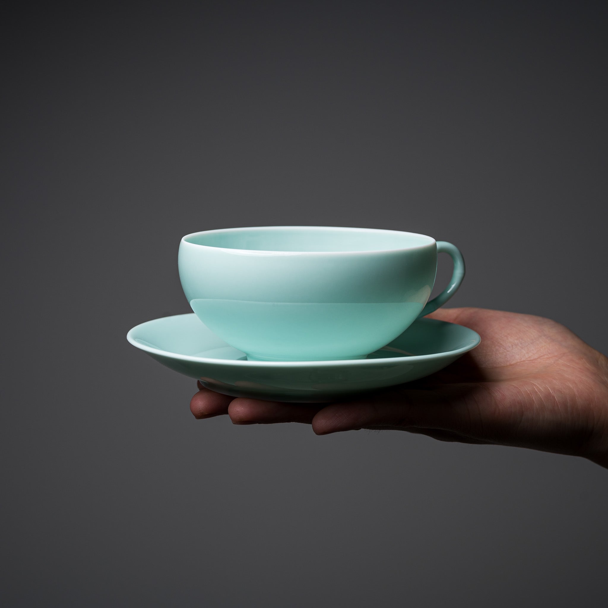 Handmade Japanese Ceramic Cup and Saucer Set - Tiffany Blue by Nishikawa Teisaburo | Elegant Tea Time & Coffee Break Accessories for Home, Cafe, and Gift Giving