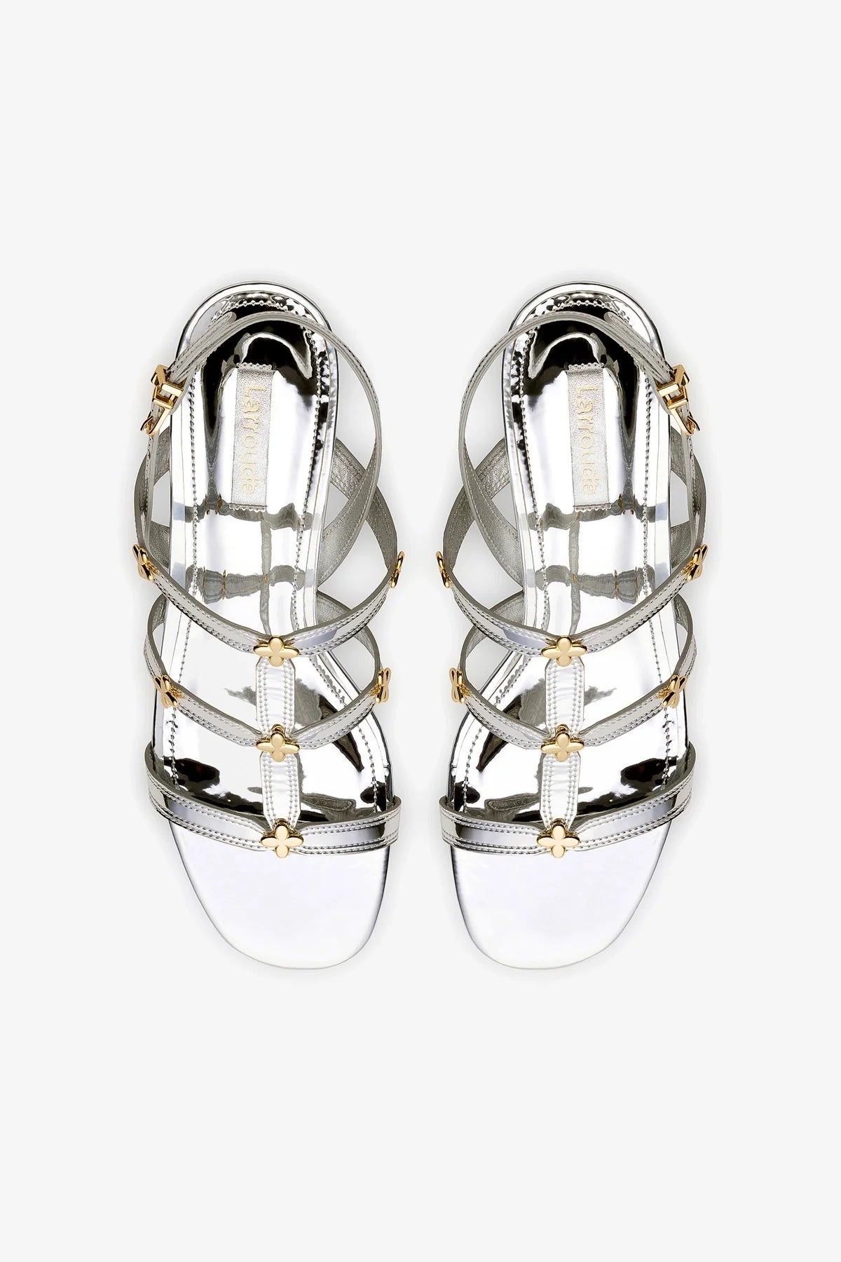 Harmony Block Heel Sandals for Women - Silver Mirror Finish - Perfect for Weddings, Parties & Summer Outfits