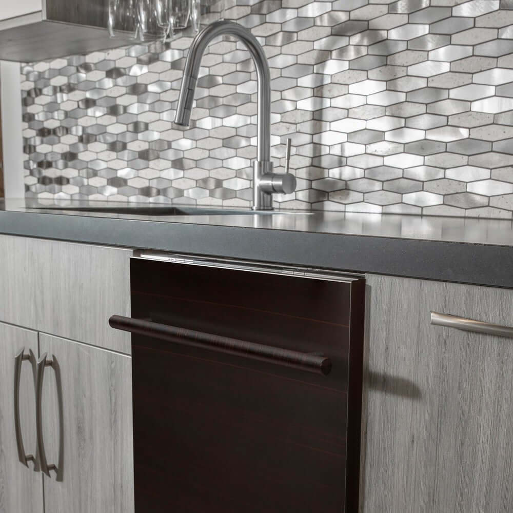ZLINE 24 Inch Built-In Dishwasher with Oil Rubbed Bronze Finish, Stainless Steel Tub & Modern Handle - Ultra Quiet 52dBa (DW ORB 24) - Perfect for Modern Kitchens & Open-Concept Homes