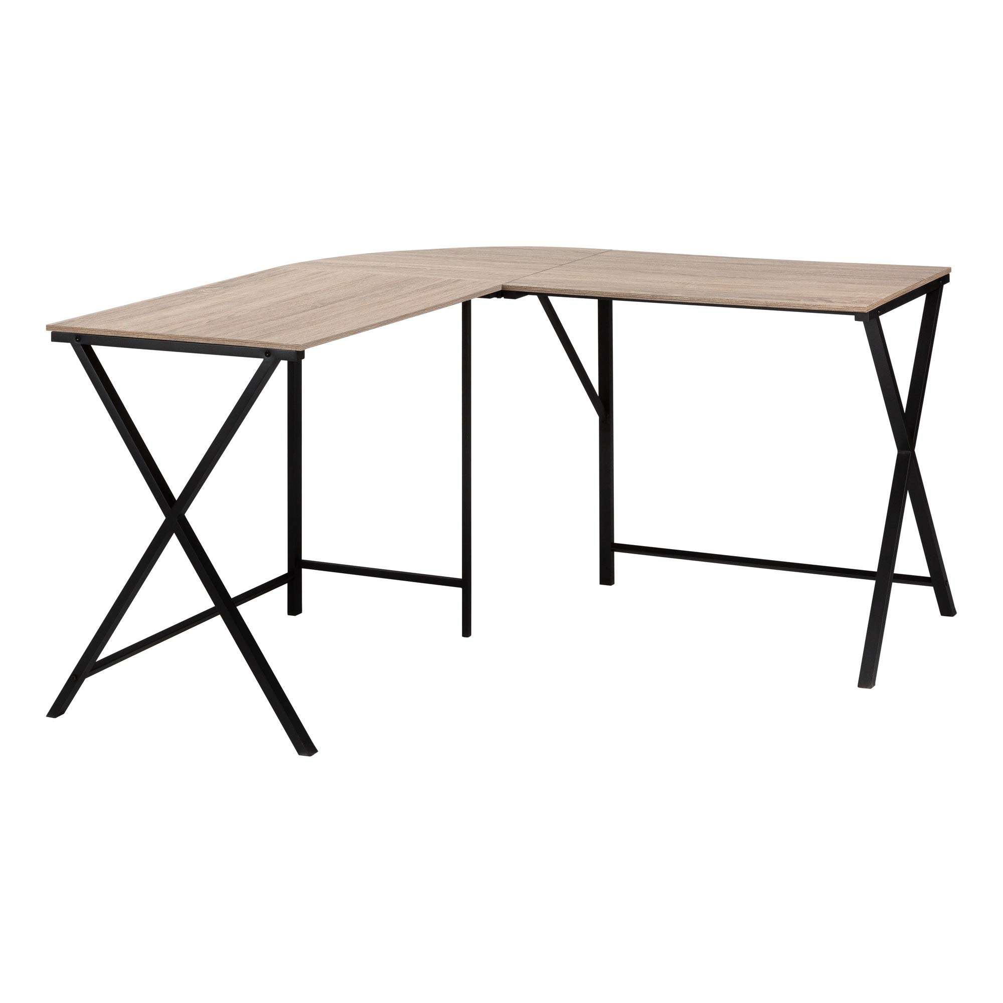 Ergonomic 55-Inch Computer Desk with Dark Taupe Top & Black Metal Frame - Perfect for Home Office, Gaming, and Study Spaces