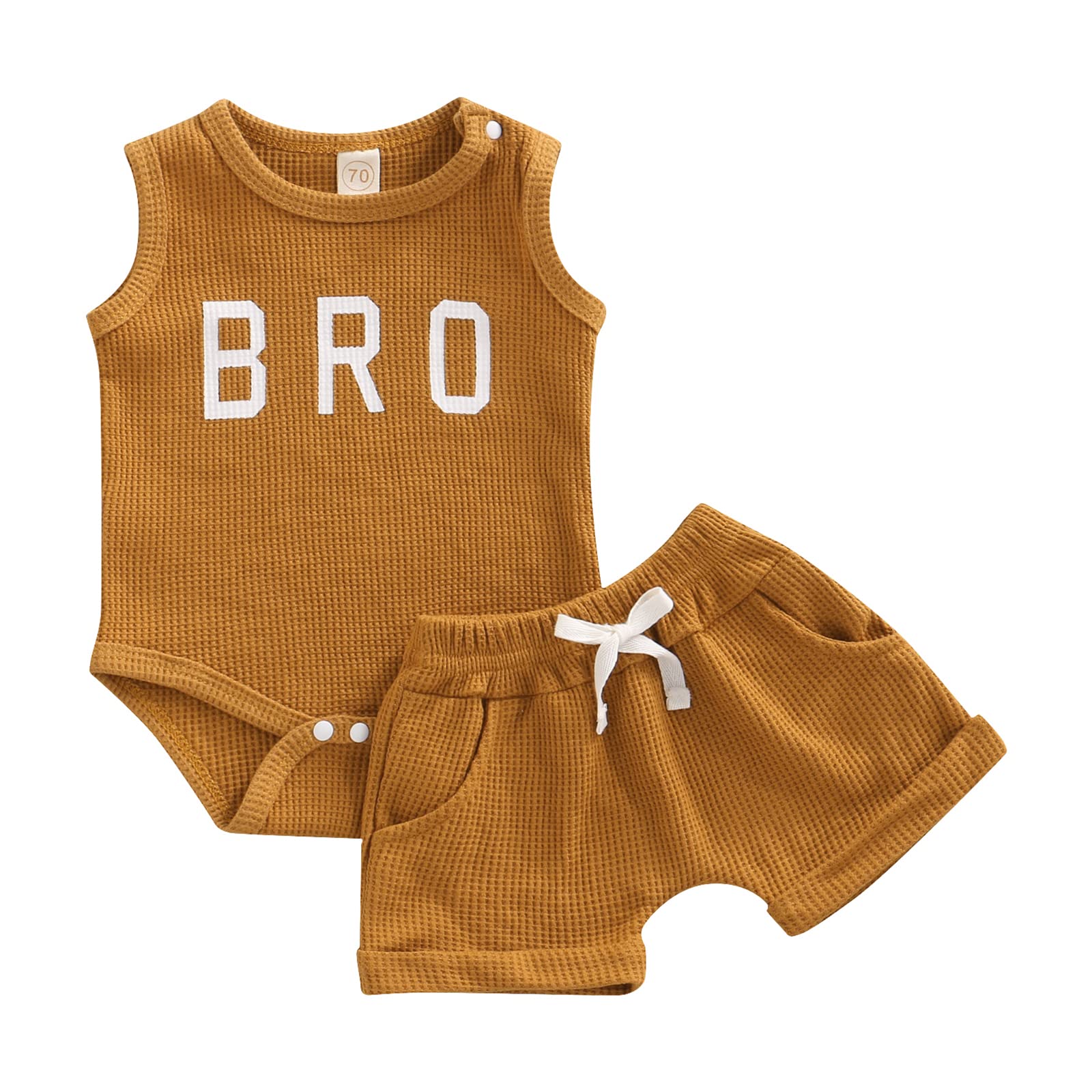 Newborn Baby Boy & Girl Summer Outfit - 2-Piece Sleeveless Tank Romper & Waffle Knit Shorts Set | Soft Casual Clothes for Playtime & Outdoor Activities