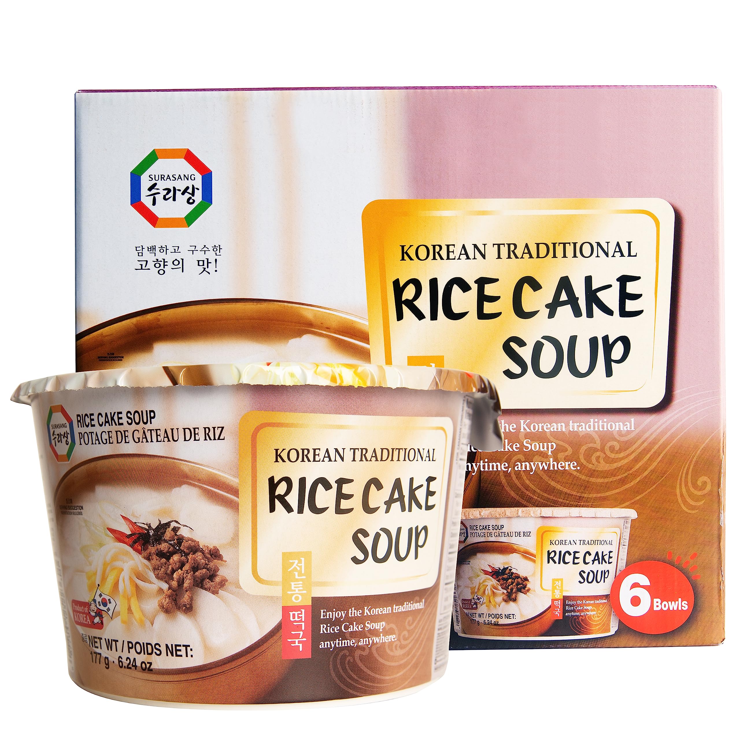Premium Korean Tteokguk Rice Cake Soup - Traditional New Year's Dish, 6.3oz (Pack of 6) | Authentic & Nourishing | Perfect for Celebrations, Family Gatherings & Korean Cuisine Lovers