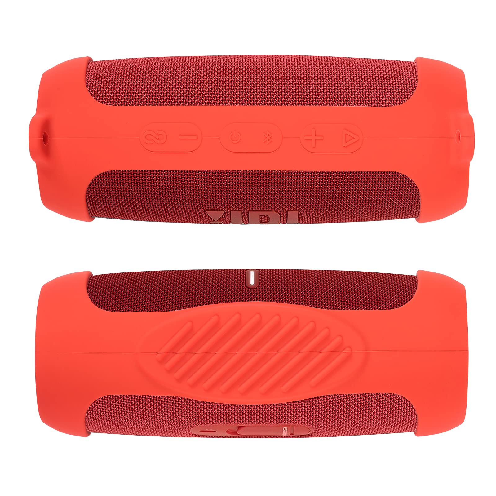 JBL Charge 5 Waterproof Bluetooth Speaker Silicone Protective Cover with Carabiner - Shockproof Travel Case for Outdoor, Beach, Pool & Camping (Red)