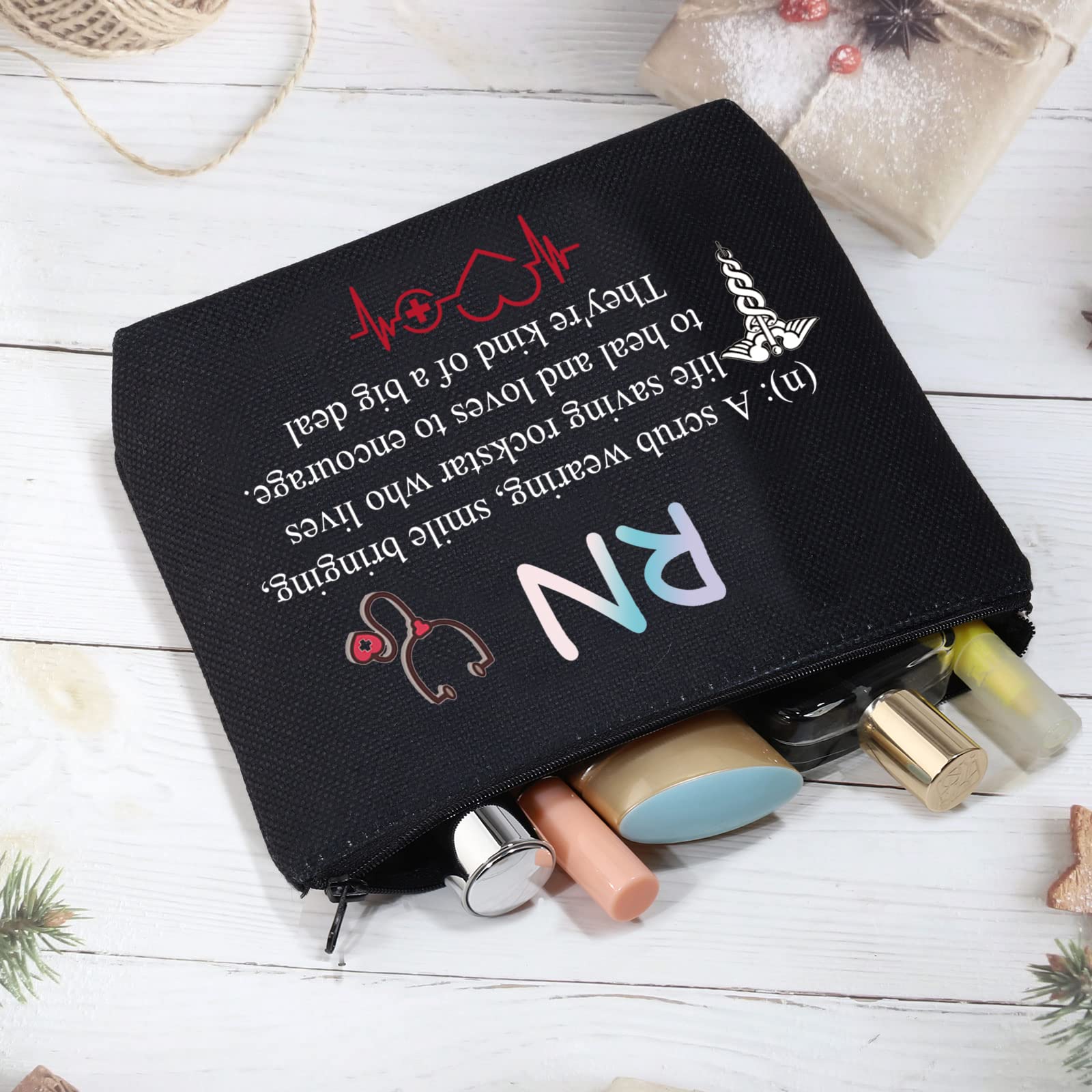 RN Nurse Gifts Makeup Bag - Premium Cosmetic Travel Pouch for Registered Nurses | Perfect Graduation, Thank You & Appreciation Gift | Ideal for Work, Travel & Daily Use