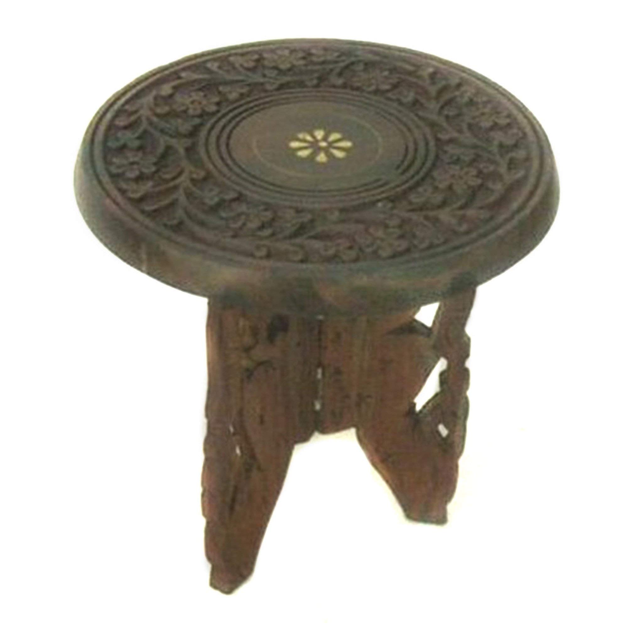 Handcrafted Wooden Carved Coffee Table - Rustic Solid Wood Living Room Furniture for Home Decor, Farmhouse Style Center Table with Intricate Carvings - Perfect for Living Rooms, Dens and Cozy Spaces
