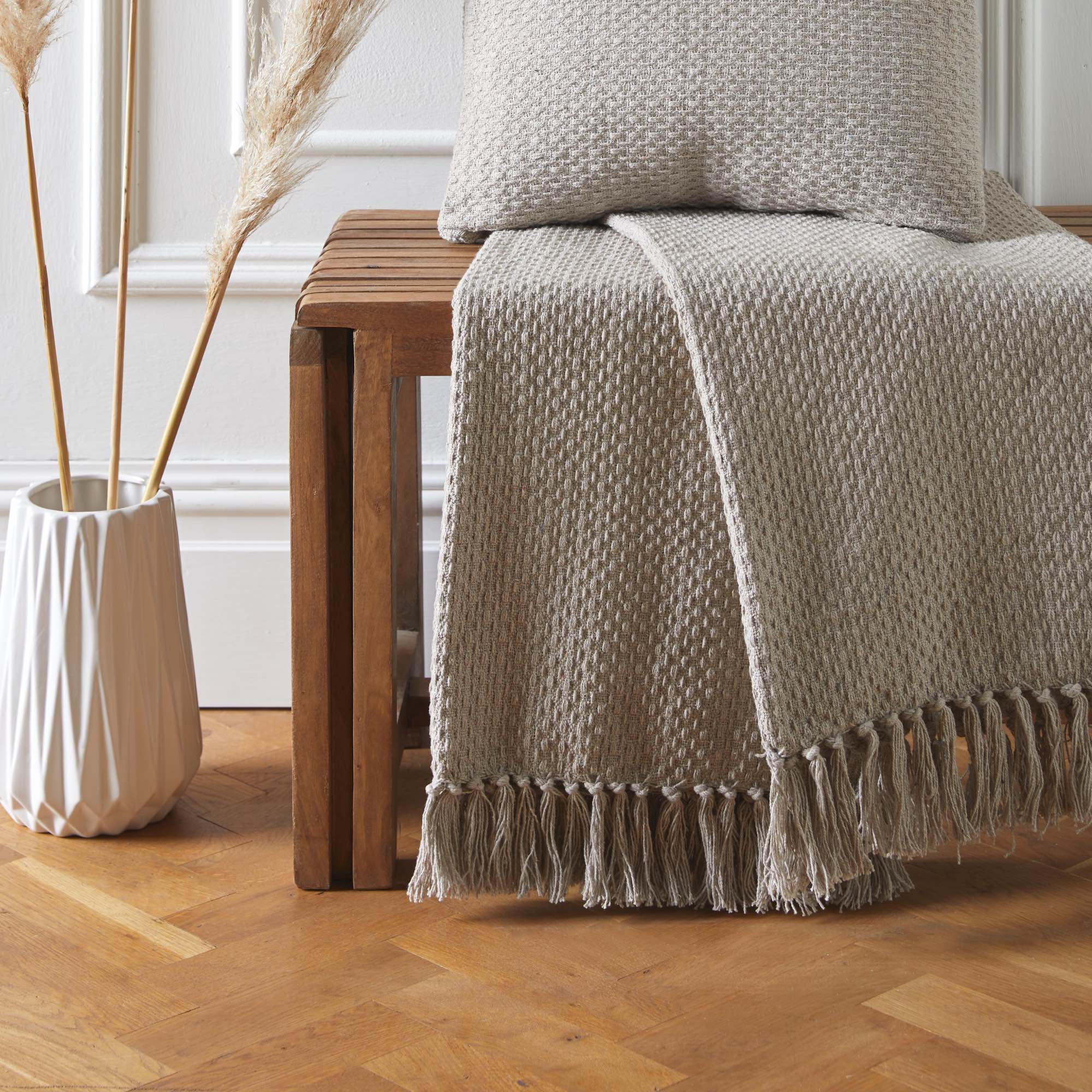Drift Home Hayden Recycled Cotton Throw Blanket - Natural, Eco-Friendly & Soft - Perfect for Sofa, Bed & Cozy Nights
