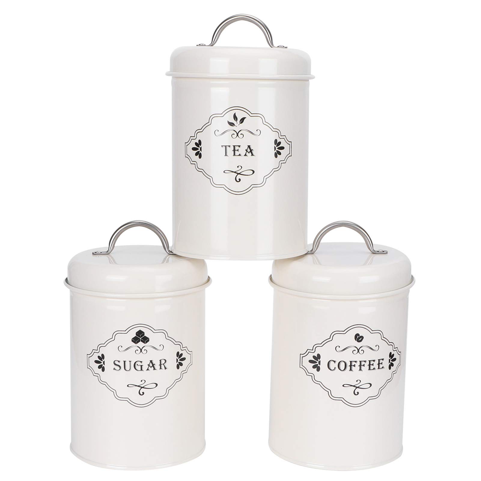 FIYO 3-Piece Airtight Food Storage Container Set - BPA-Free Kitchen Canisters for Sugar, Coffee, Tea & Dry Goods - Perfect for Pantry Organization & Countertop Display (White) | Ideal for Home, Office & Coffee Shop Use