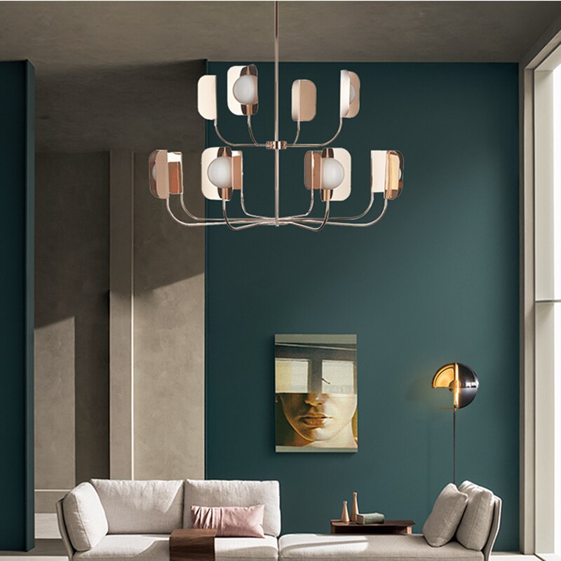 Elegant Metal Leaves Globe Chandelier - Modern Ceiling Light Fixture for Dining Room, Living Room & Bedroom Decor