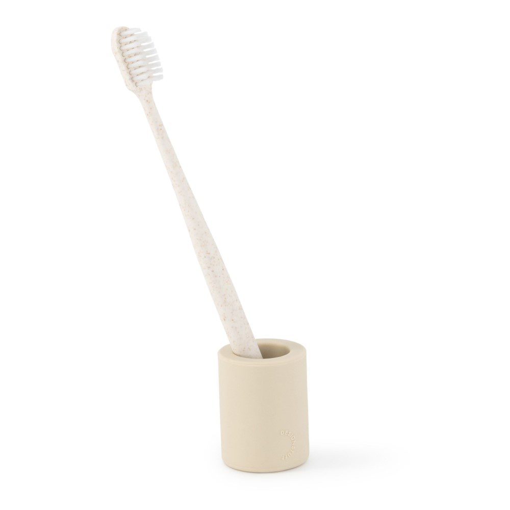 DESIGNSTUFF Modern Toothbrush Holder with Sand Finish - Stylish Bathroom Organizer for Toothbrushes, Razors & Makeup Brushes - Perfect for Home, Apartment, and Travel Use