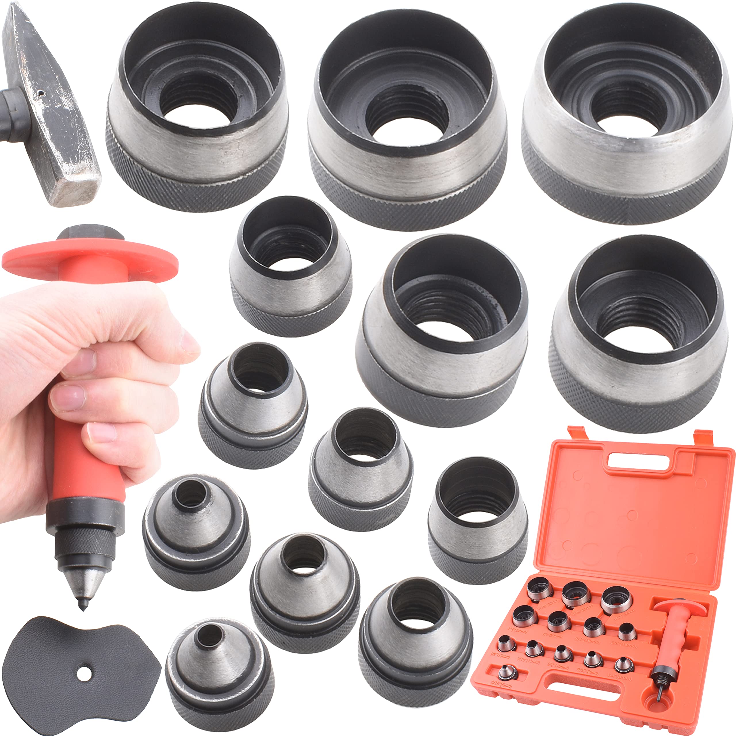 13-Piece Sharp Hollow Punch Tool Set for Leather, Gasket, and Hole Punching - Perfect for Leather Crafting, DIY Projects, and Automotive Gasket Repair