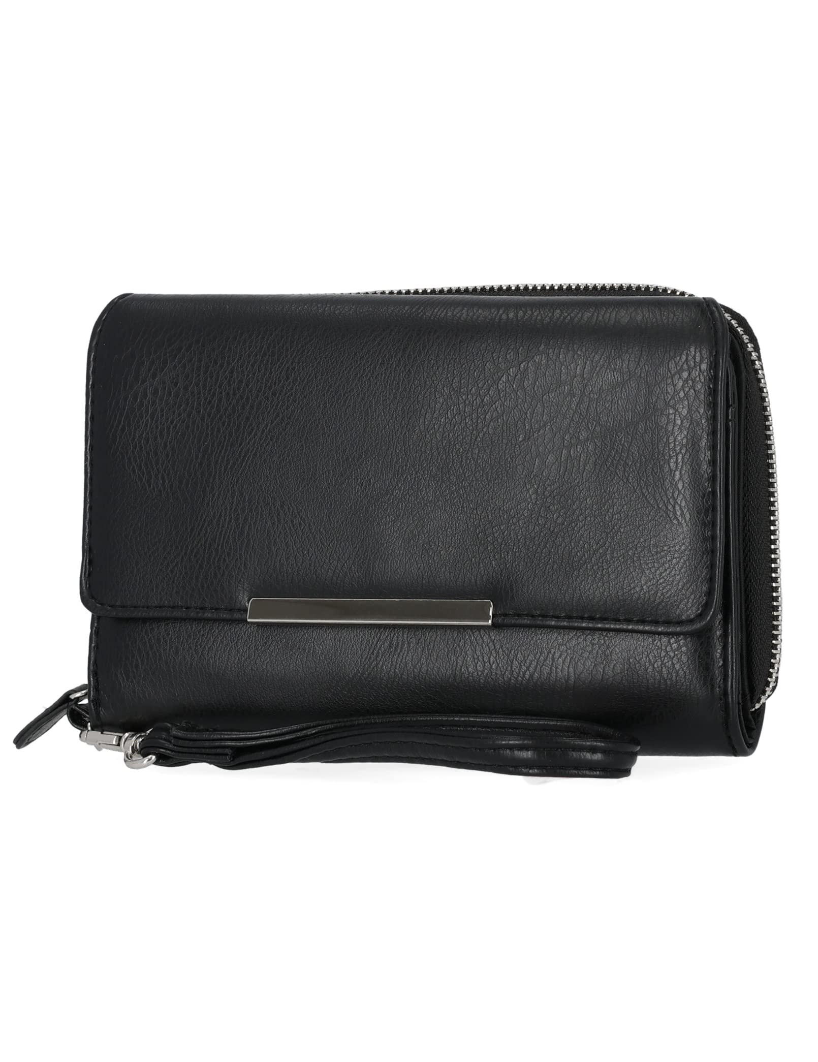 Mundi Big Fat RFID Blocking Wallet for Women - Slim Clutch Organizer with Removable Wrist Strap (Black) | Perfect for Travel, Shopping & Night Out