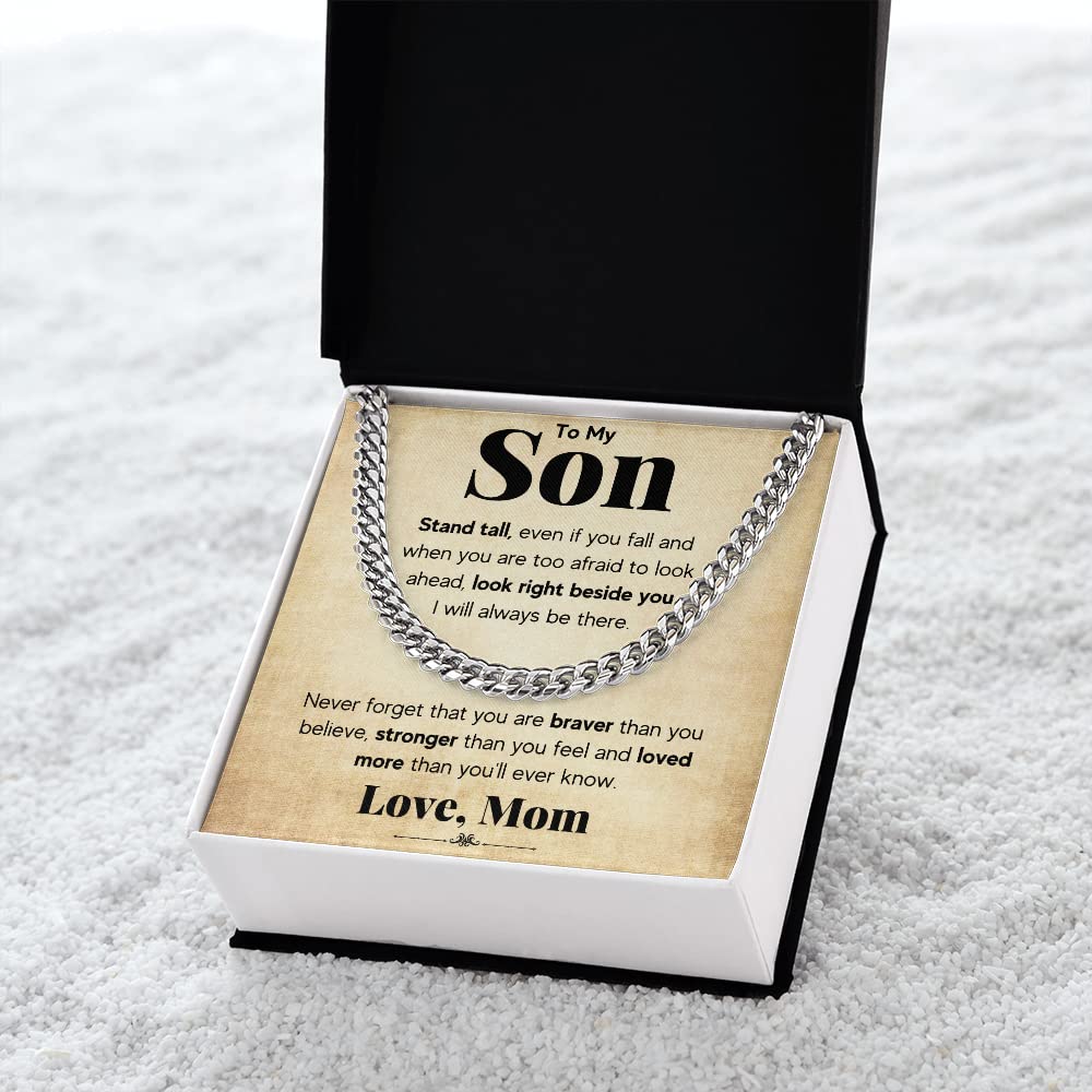 Mom & Son Necklace Gift - Cuban Link Chain for Graduation, Birthday & Christmas