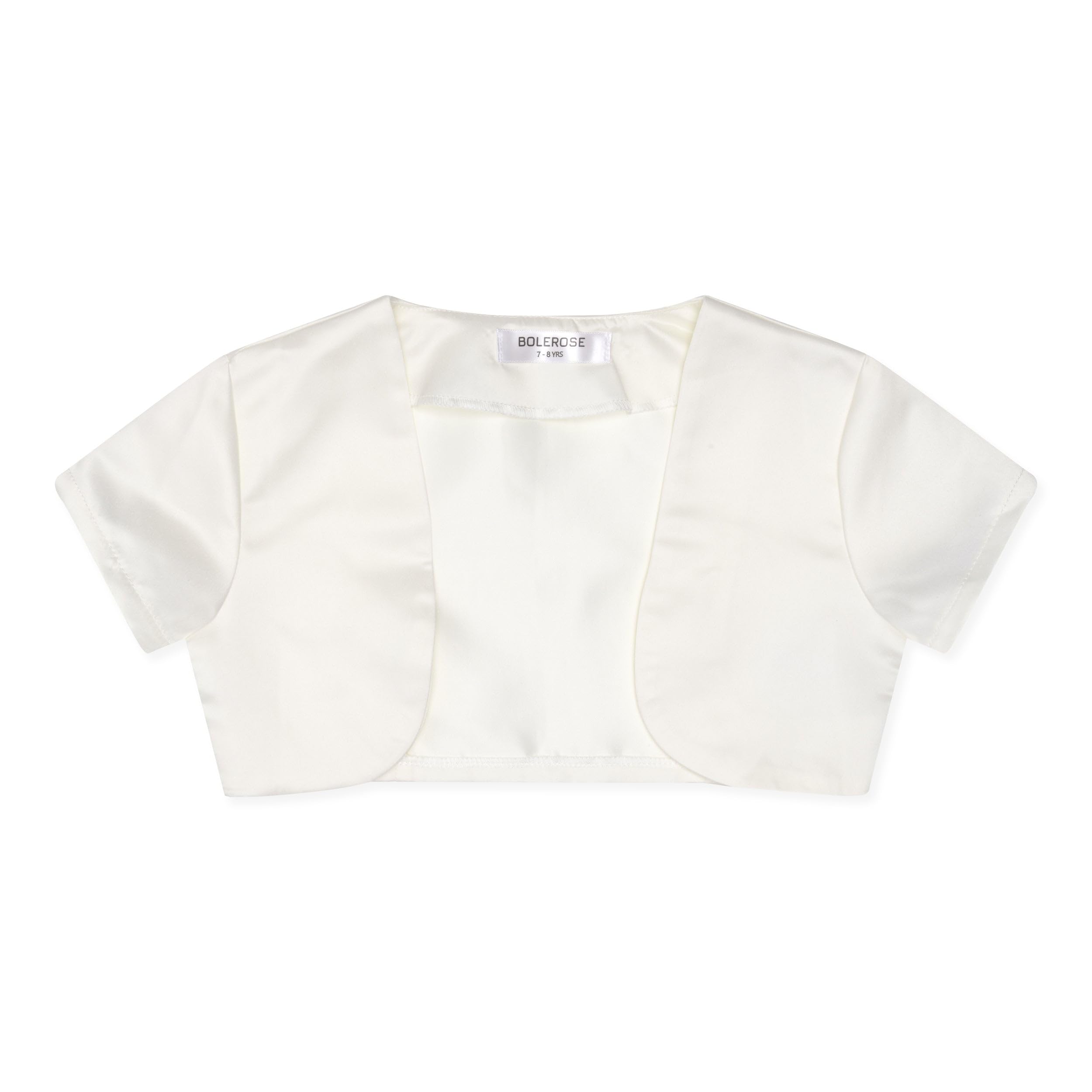 BOLEROSE Girls Satin Short Sleeve Bolero Shrug for Kids - Elegant Children's Cover-Up for Parties, Weddings & Special Occasions