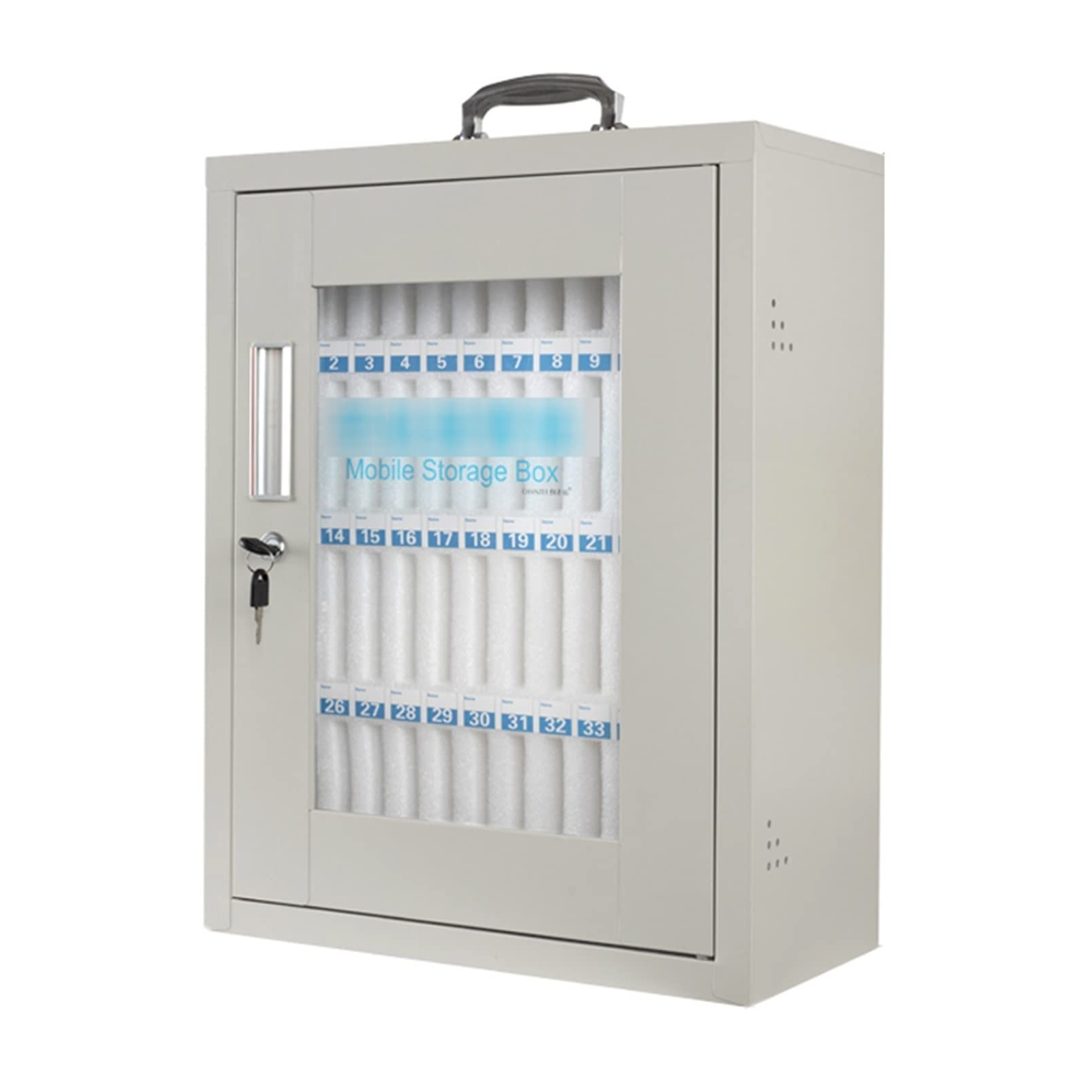 48-Slot Stainless Steel Phone Locker with Combination Lock - Secure Mobile Device Storage Cabinet for Students & Office Staff (42x21x54cm) - Ideal for Classrooms, Offices, and Public Spaces