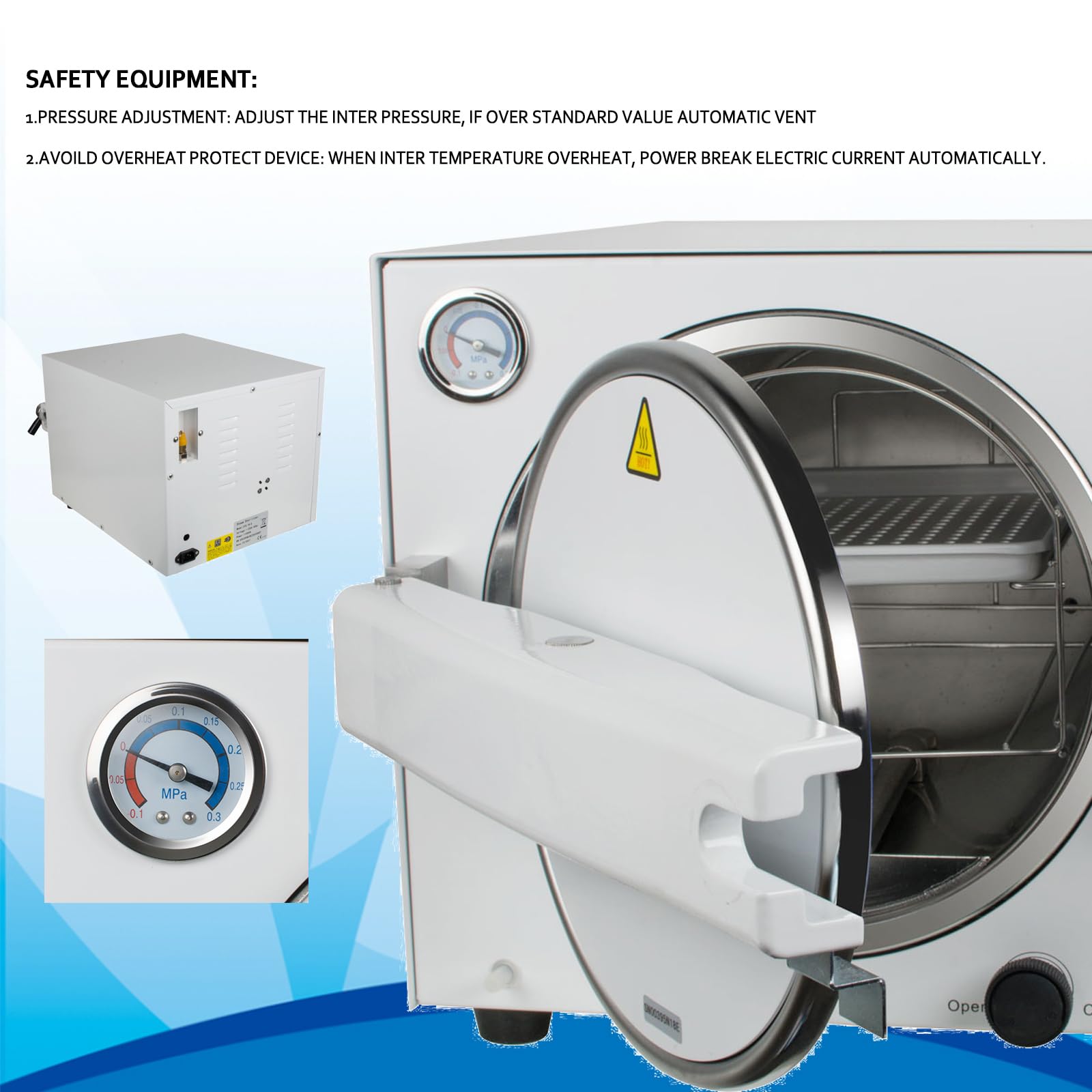 18L 900W Professional Lab Autoclave Sterilizer - Portable 304 Stainless Steel Medical Equipment with Digital Chip Control for Hospital, Clinic & Dental Use