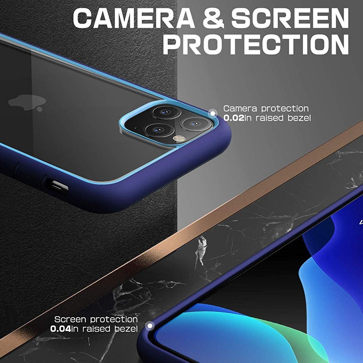 iPhone 11 Pro Max 6.5 Inch Shockproof Clear Case with Navy Blue Unicorn Beetle Design - Perfect for Daily Protection & Outdoor Activities