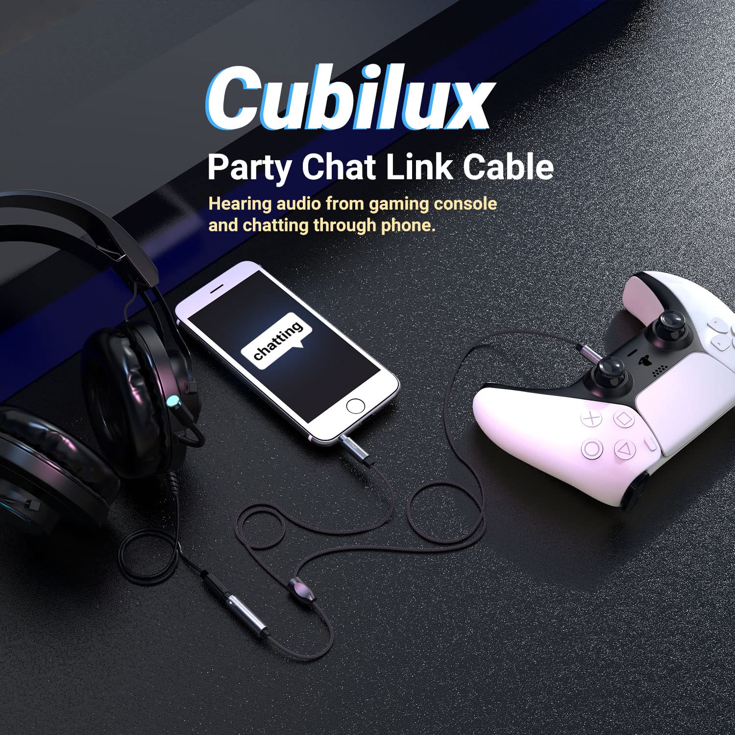 Cubilux AM-2 Headset Adapter for Xbox PS5 Switch - Game Chat Mixer Cable for Streaming to Phone/PC