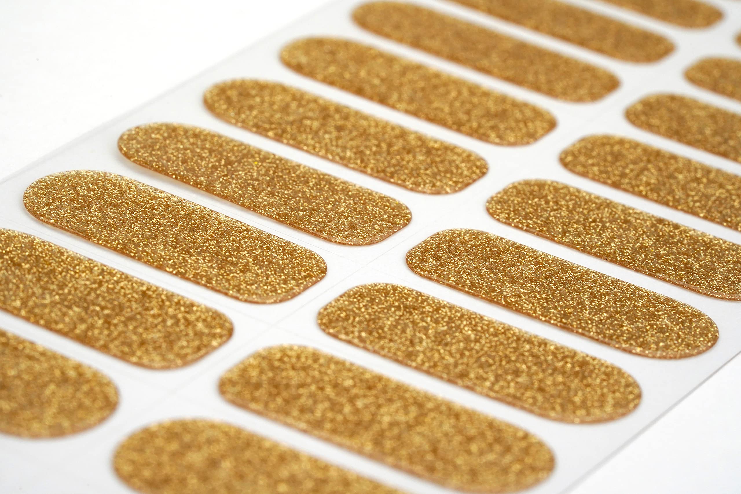 22 Premium Semi-Cured Gel Nail Polish Strips with Gold Glitter - Includes Application Accessories for Salon-Quality Nails at Home
