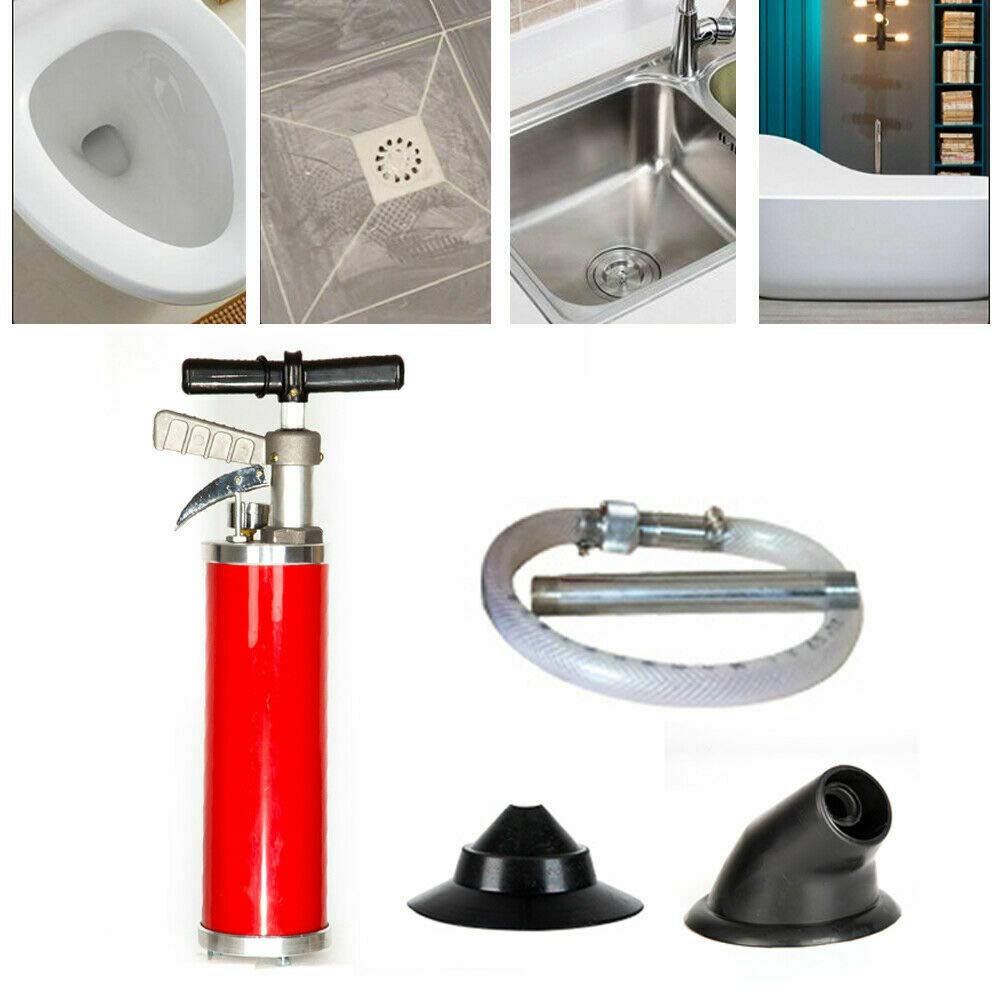 Portable High Pressure Manual Toilet Plunger - Powerful Drain Cleaning Tool for Clogged Pipes in Bathroom, Kitchen & Sink | Compact & Easy-to-Use for Home, RV & Travel Emergency Plumbing Needs