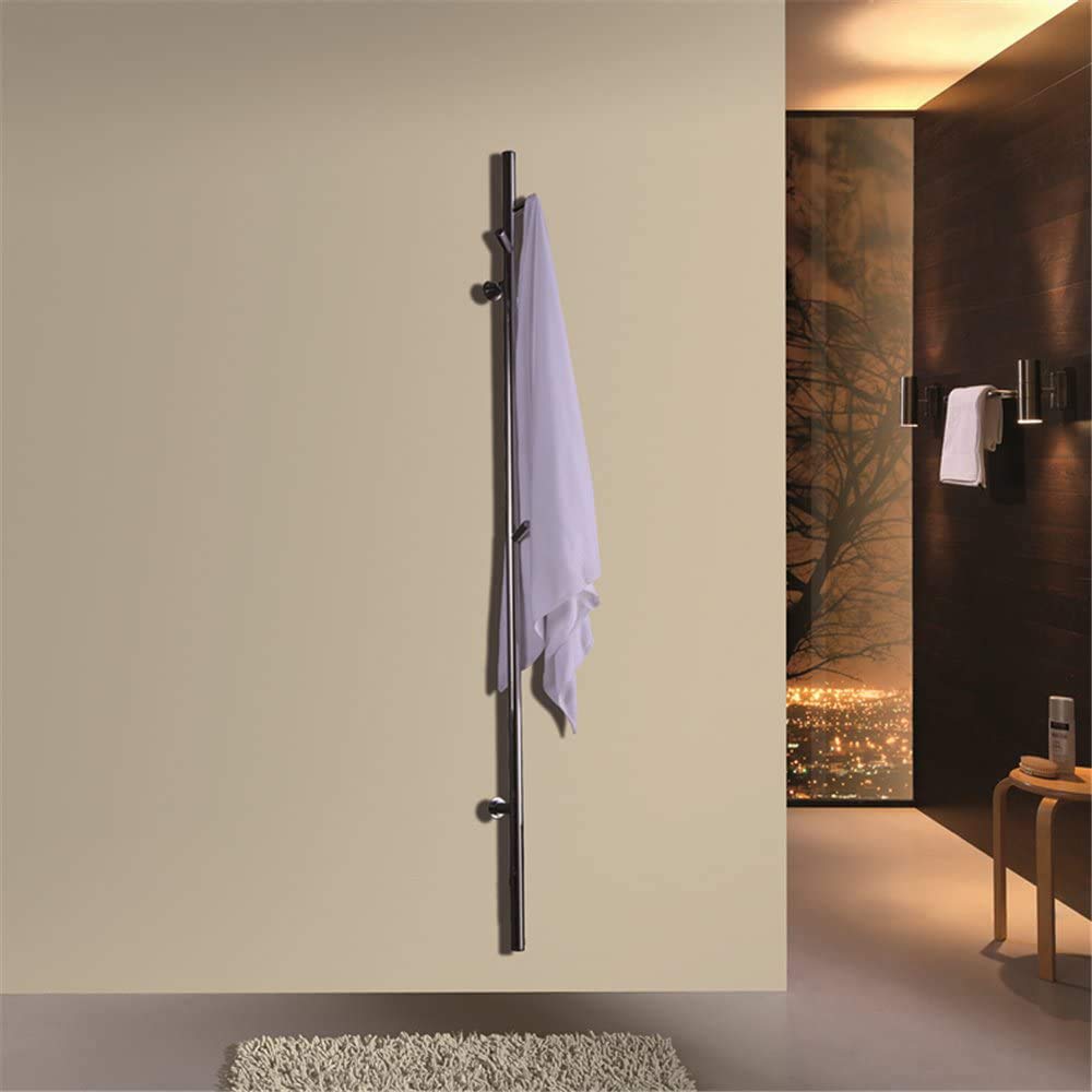 Premium 304 Stainless Steel Electric Towel Warmer & Heated Drying Rack - Vertical Wall Mounted Towel Heater with Hooks for Bathroom, Clothes Airer Dryer (1525×65mm, Chrome, Plug-in) - Perfect for Spa, Luxury Bathrooms & Cozy Home Comfort