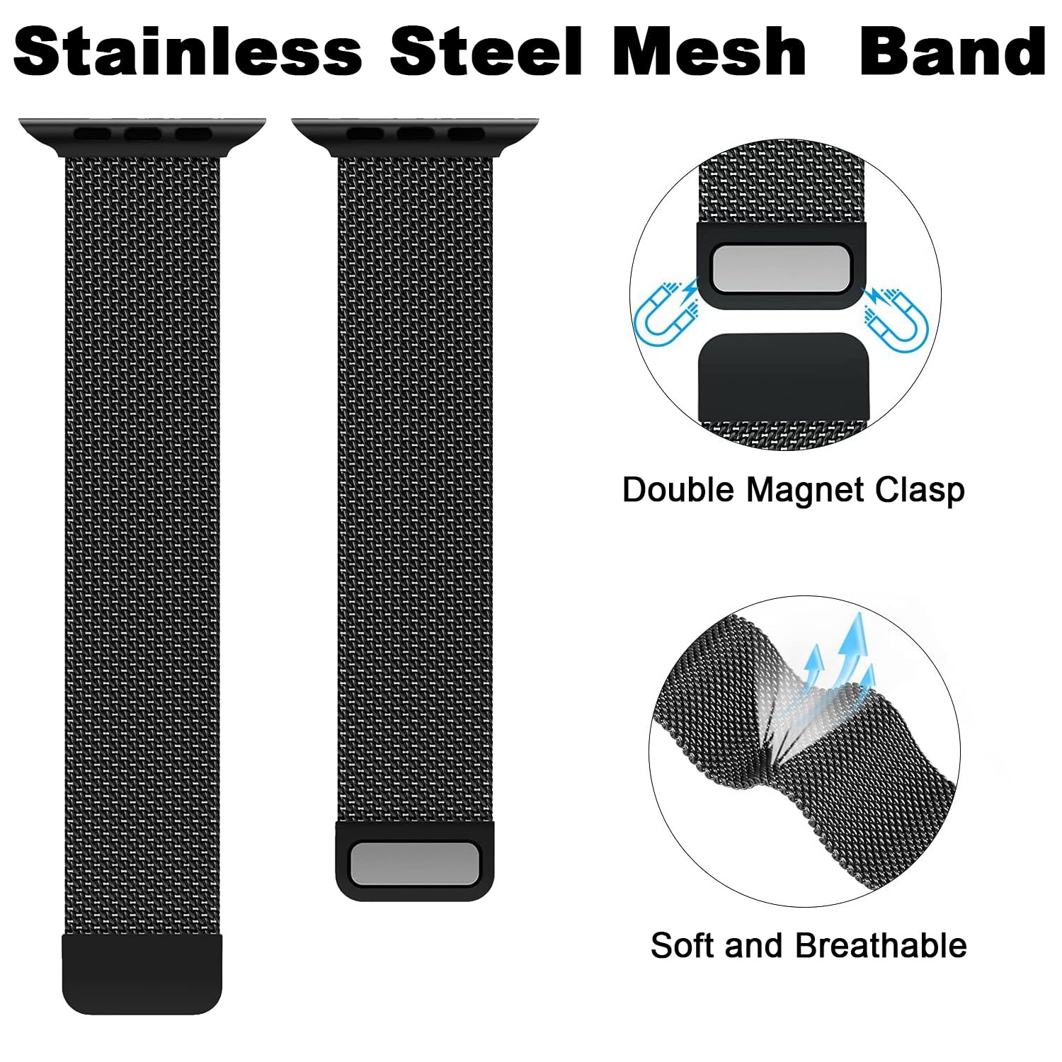 2-in-1 Magnetic Stainless Steel Loop Band & Protective TPU Case for Apple Watch Ultra/SE/Series 9/8/7/6/5/4/3/2/1 - Durable Metal Strap with Secure Clasp for Men & Women - Perfect for Workouts, Daily Wear & Outdoor Activities