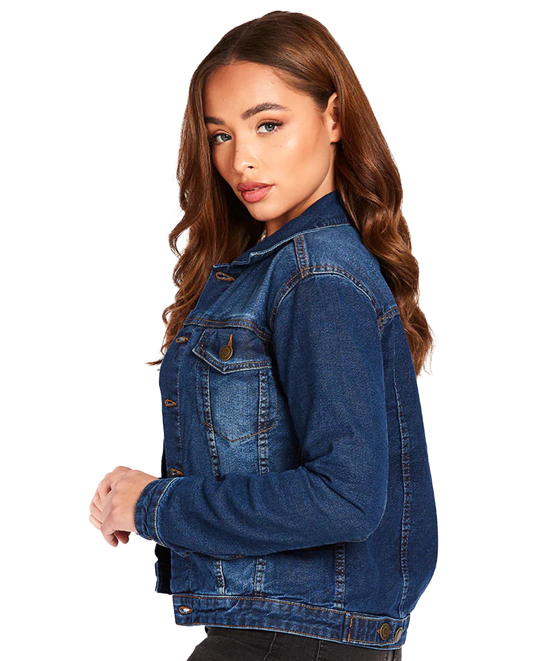 Women's Denim Jacket - Long Sleeve Button Down Jean Jacket in Regular & Oversized Fit with Adjustable Waist | Casual Outerwear for Everyday Wear, Street Style & Layering