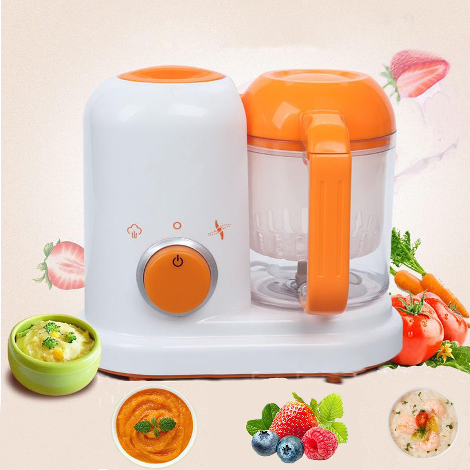 EEZD Baby Food Maker - 6-in-1 Multifunctional Infant Food Processor with Steamer, Blender, Puree Maker & Grinder | Easy to Use Toddler Cooking Machine | Perfect for Homemade Baby Purees, Smoothies & Healthy Snacks | Orange