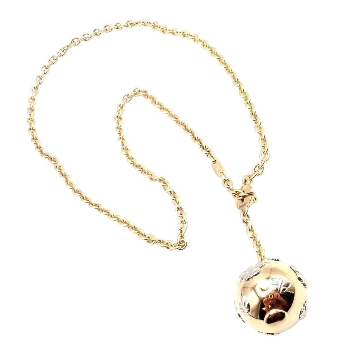 Authentic Bvlgari 18k Yellow Gold Butterfly Globe Pendant Necklace with Chain - Elegant Jewelry Gift for Women, Perfect for Parties & Special Occasions