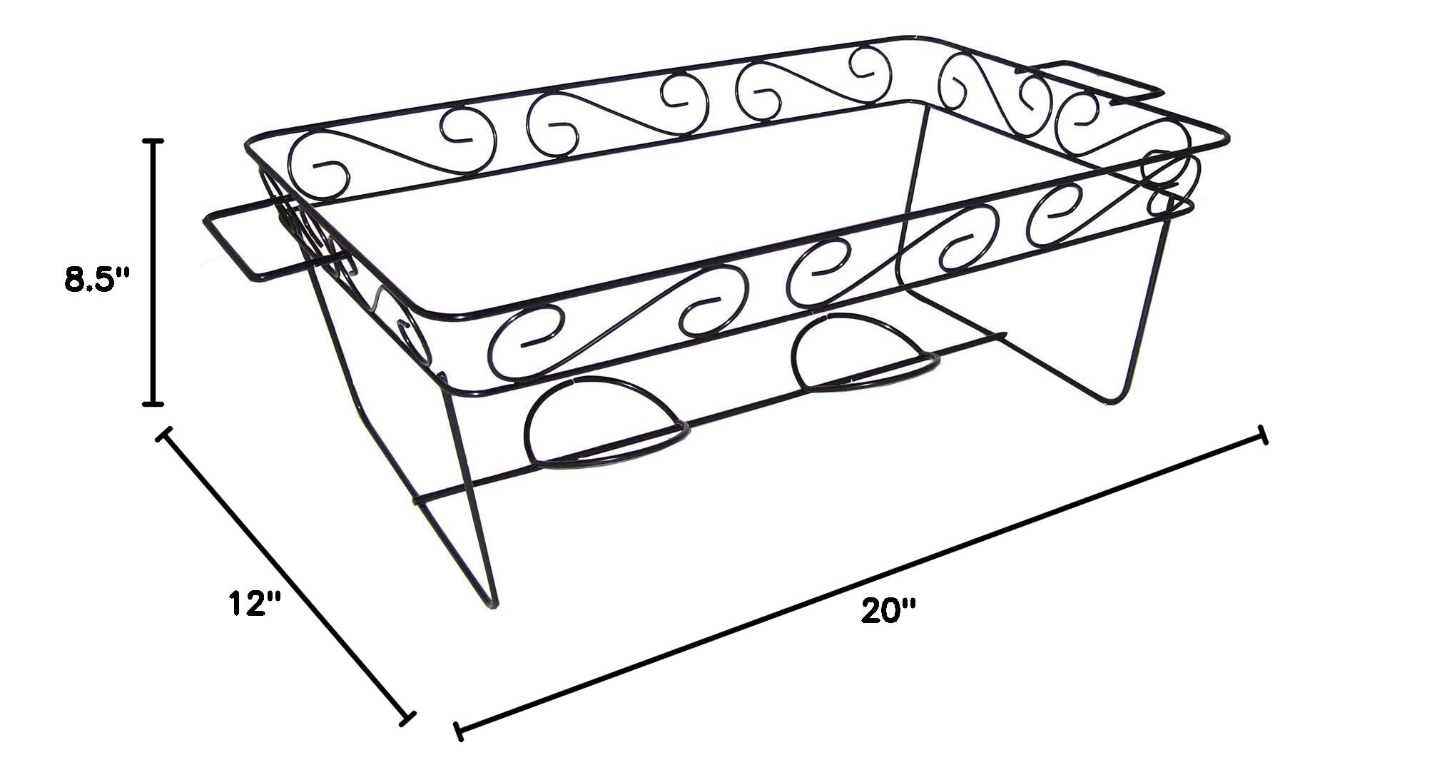 Premium Heavy Duty Full-Size Chafing Dish Rack - Elegant Decorative Wire Buffet Stand for Food Warming & Serving Trays (Black, 12-Pack) - Perfect for Catering, Buffets, Weddings & Banquets