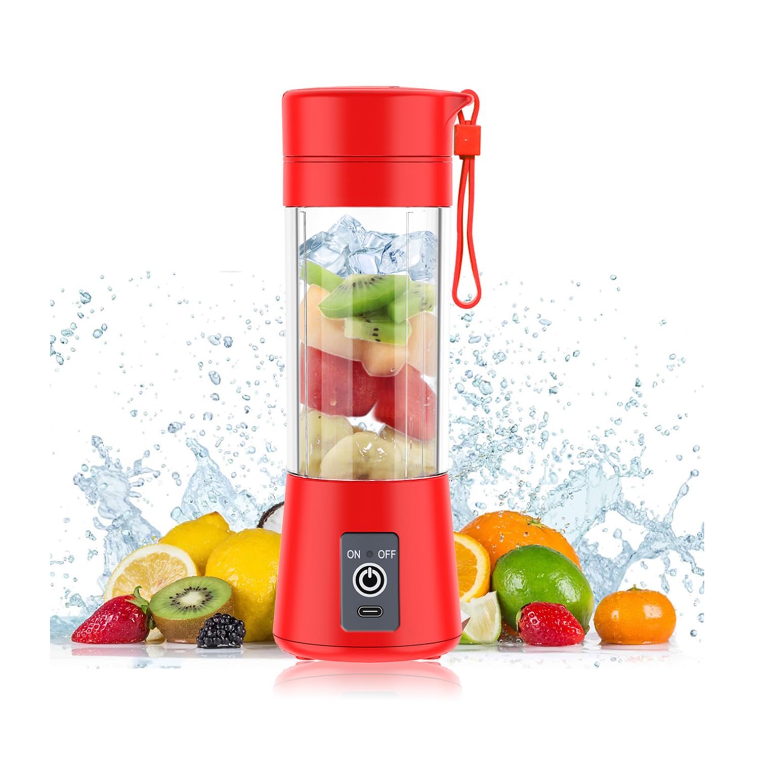 600W High-Speed Portable Blender for Smoothies, Protein Shakes & Juices - Stainless Steel Blades - Compact Travel Size with Leakproof Glass Jar - Perfect for Home, Gym & Outdoor Use - Make Healthy Drinks, Baby Food & Detox Smoothies - Ideal for Camping, Hiking, Road Trips & Office Breaks - Great for Post-Workout Recovery, Meal Prep & On-the-Go Nutrition - Best for Fitness Enthusiasts, Busy Moms & Travel Lovers - Quick Breakfast Smoothies, Post-Gym Protein Shakes & Fresh Juices On-The-Go (Red)